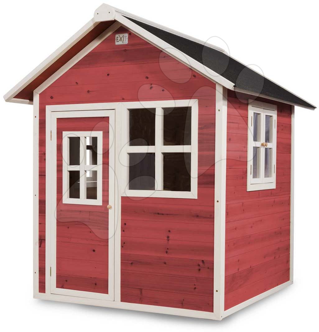 Házikó cédrusból Loft 100 Red Exit Toys vízhatlan tetővel piros