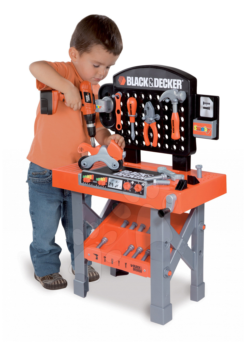 Black & Decker Smoby Toy Workshop with mechanical drill, mot