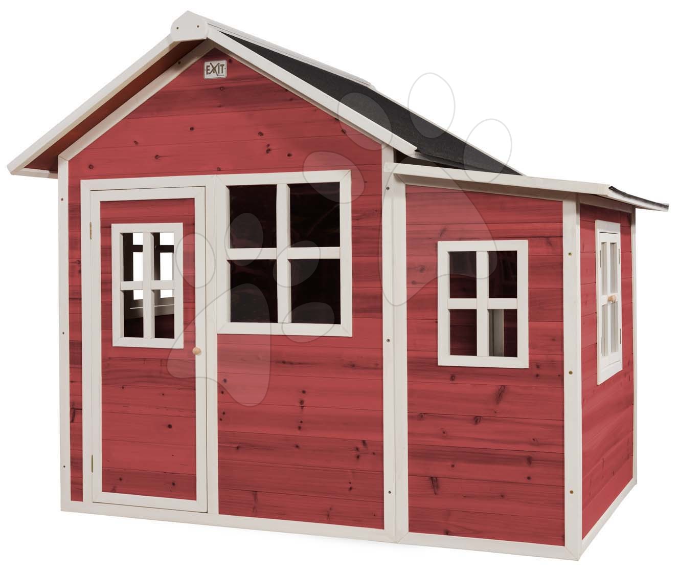 Házikó cédrusból Loft 150 Red Exit Toys tágas vízhatlan tetővel piros