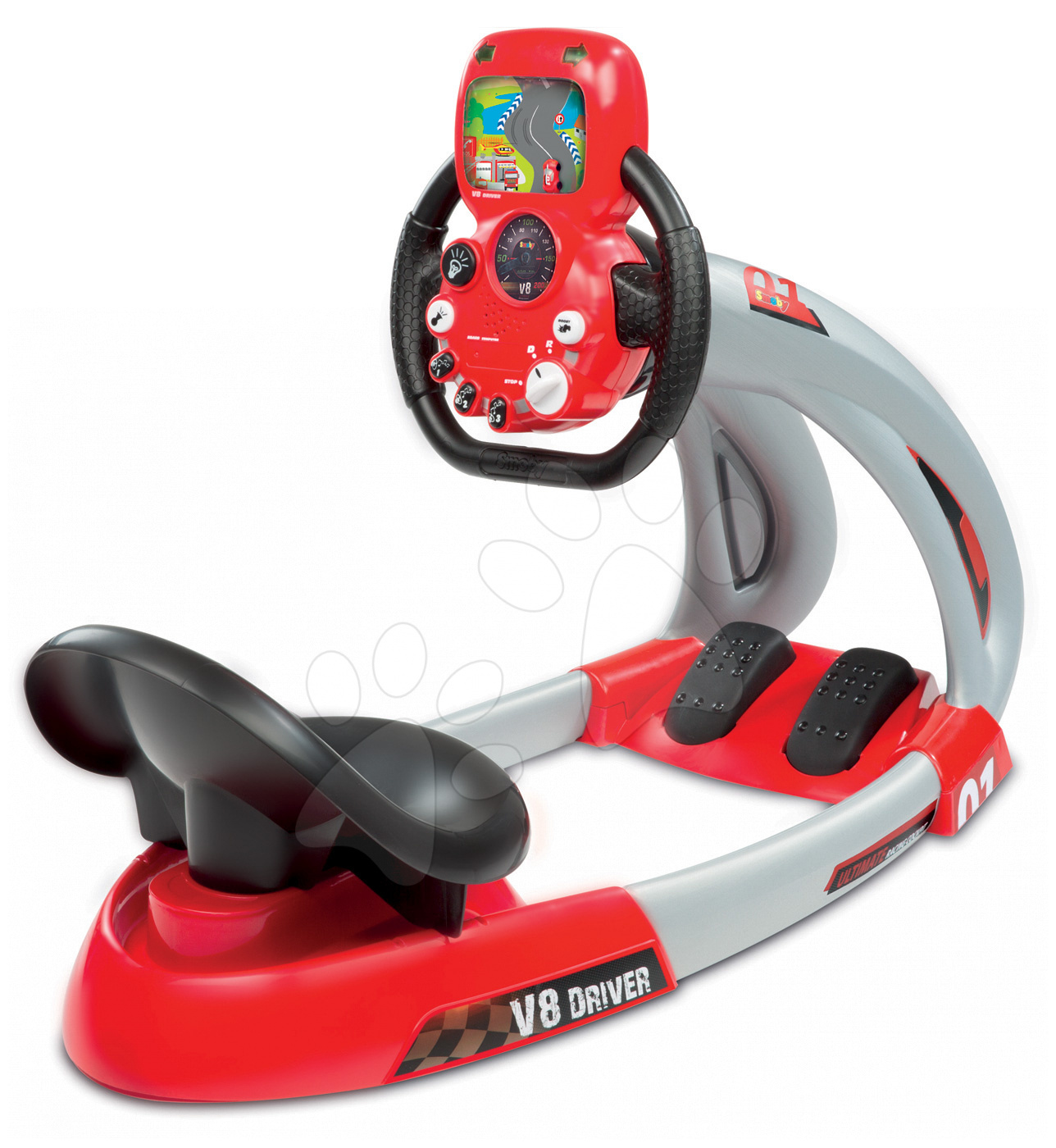 Simulator auto pentru copii - Simulator electronic de maşină de curse V8 Driver Smoby cu sunet