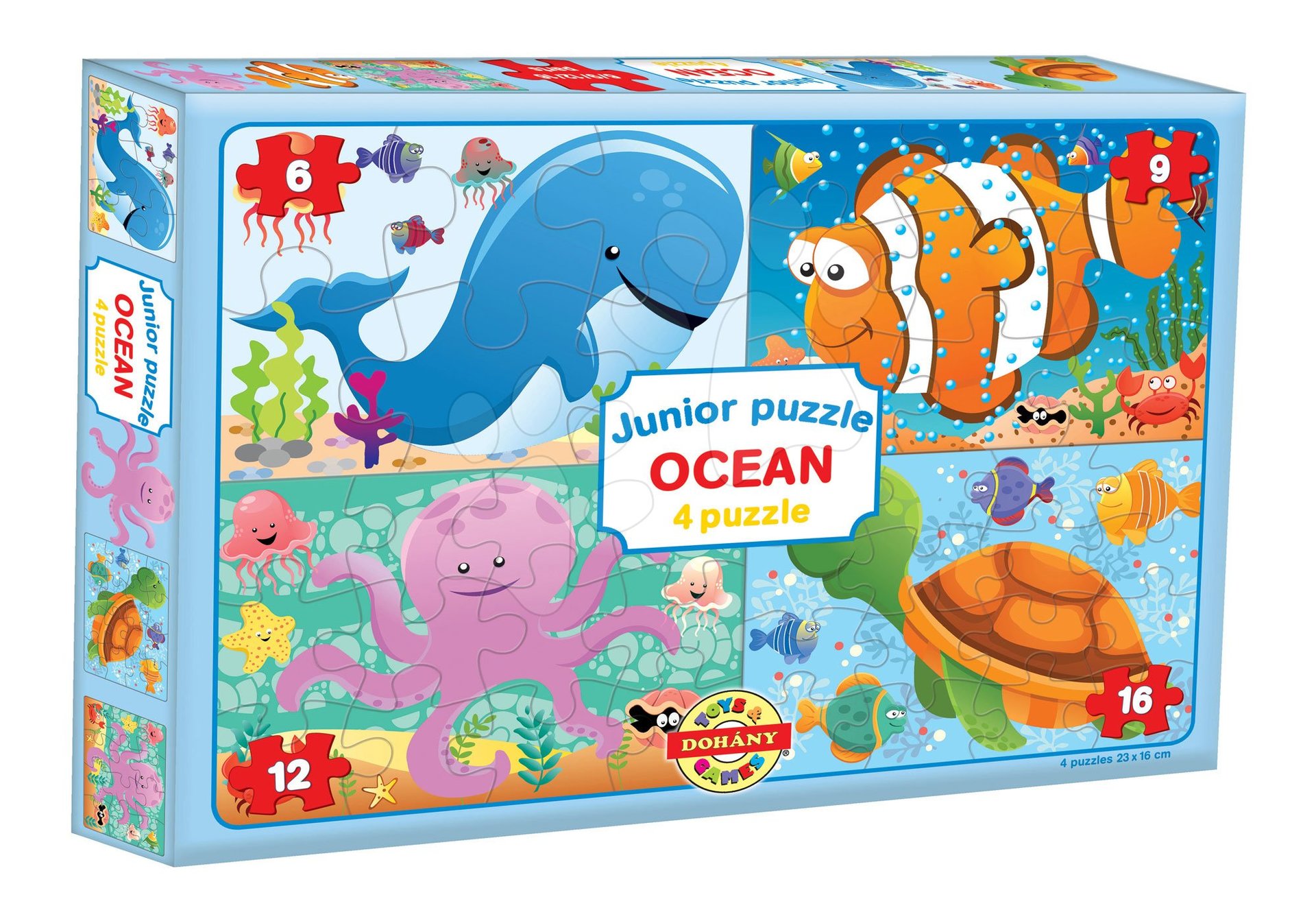 Puzzle pre najmenších - Puzzle Junior Ocean 4 Podmorský svet Dohány 6-9-12-16 dielov od 24 mes