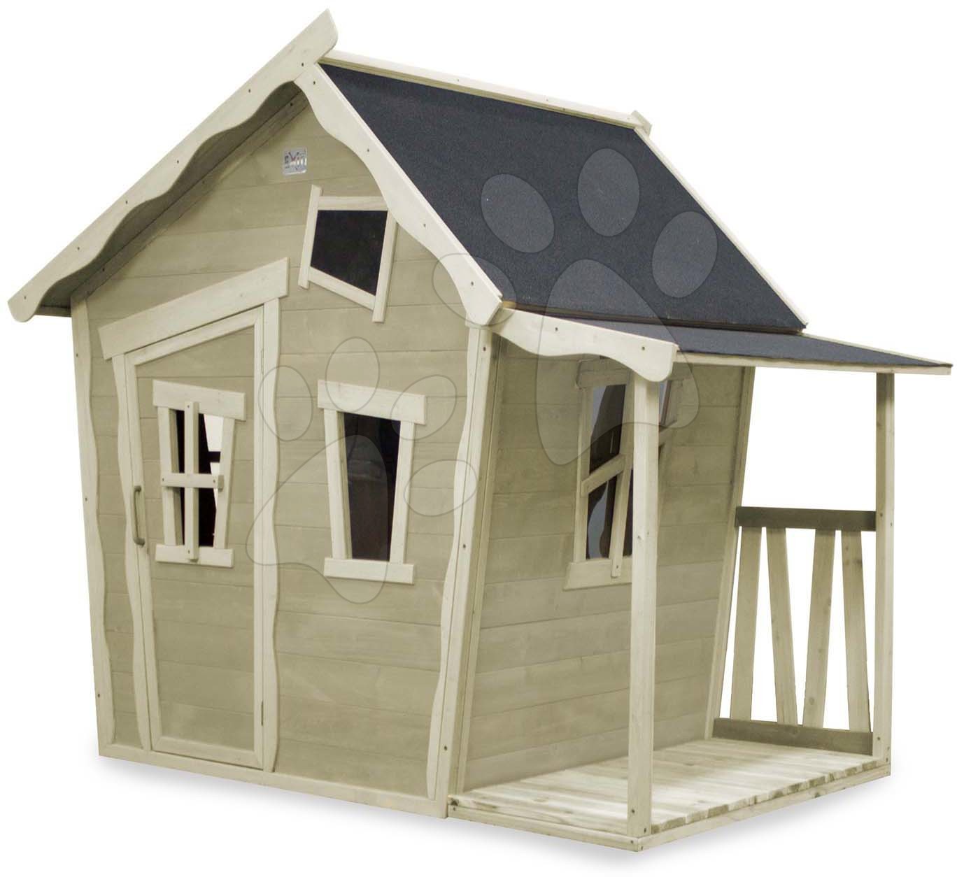 Domeček cedrový Crooky 150 Exit Toys s verandou a voděodolnou střechou šedobéžový