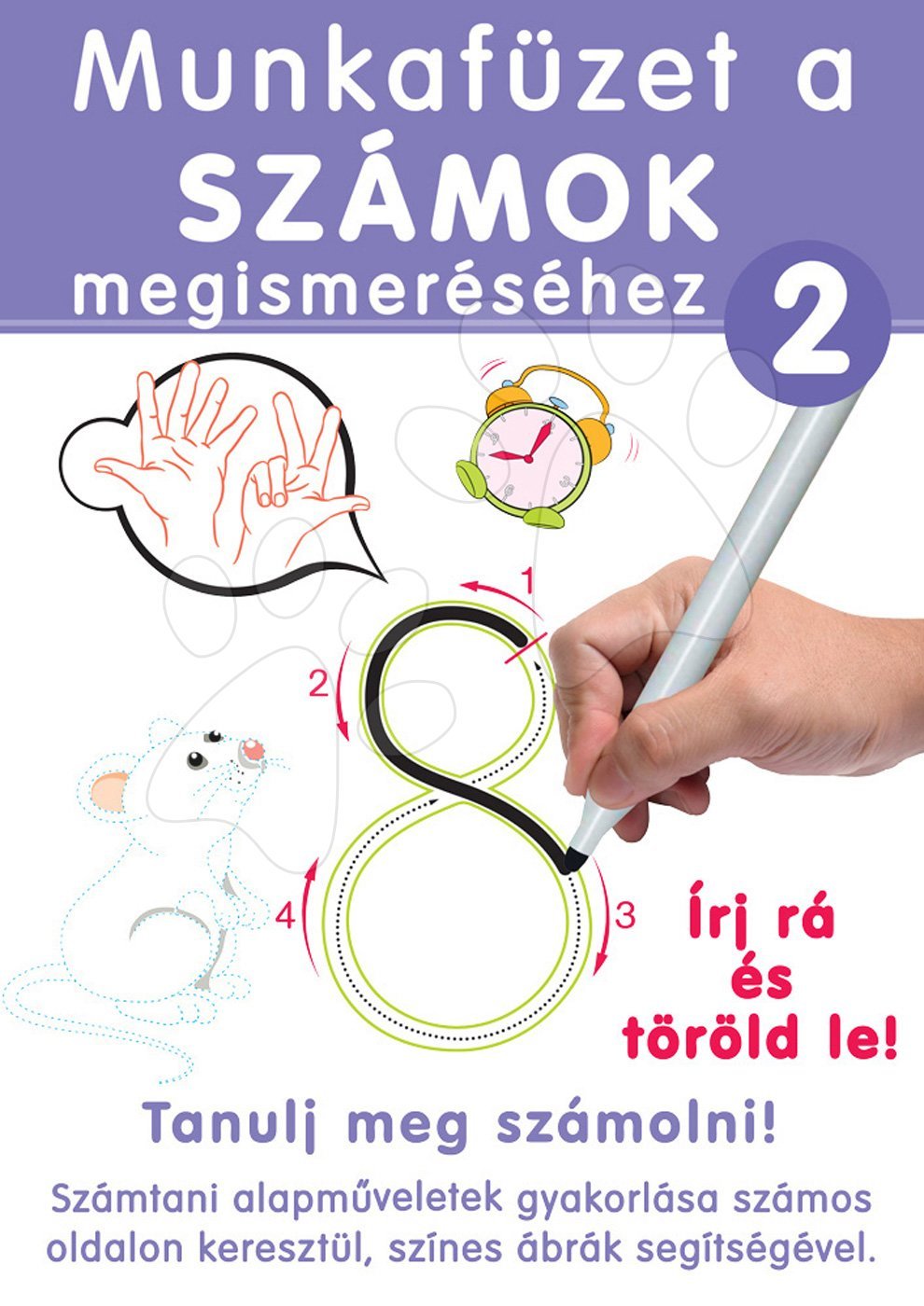 Dohány készségfejlesztő munkafüzet Írj rá és töröld le lila 2-es gyakorlófüzet - Tanulj meg számolni az ábrákkal 505-2