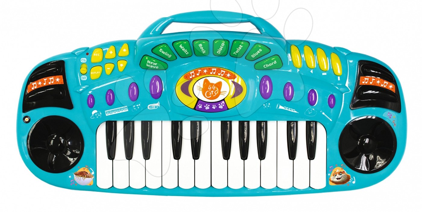 Otroški glasbeni inštrumenti - Elektronska klaviatura 44 Cats Smoby z 8 pesmicami, zvokom in lučko ter posnetki od 5 leta