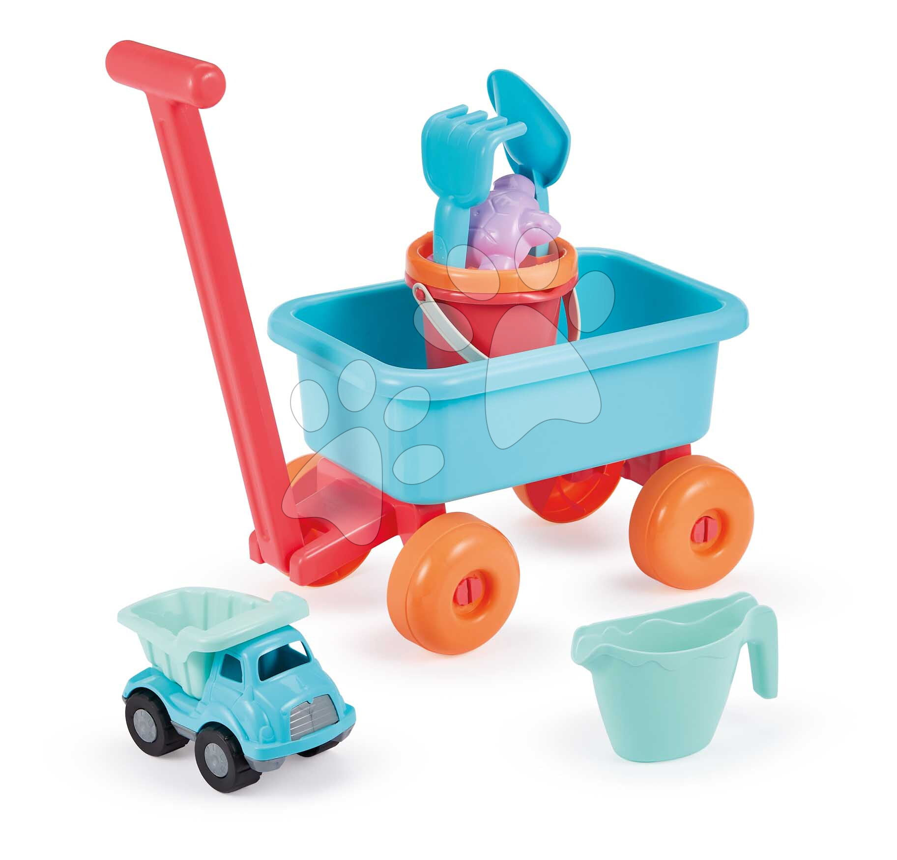 Vozík na ťahanie s vedro setom Summer Trolley Beach Écoiffier a stavebným autíčkom od 18 mes