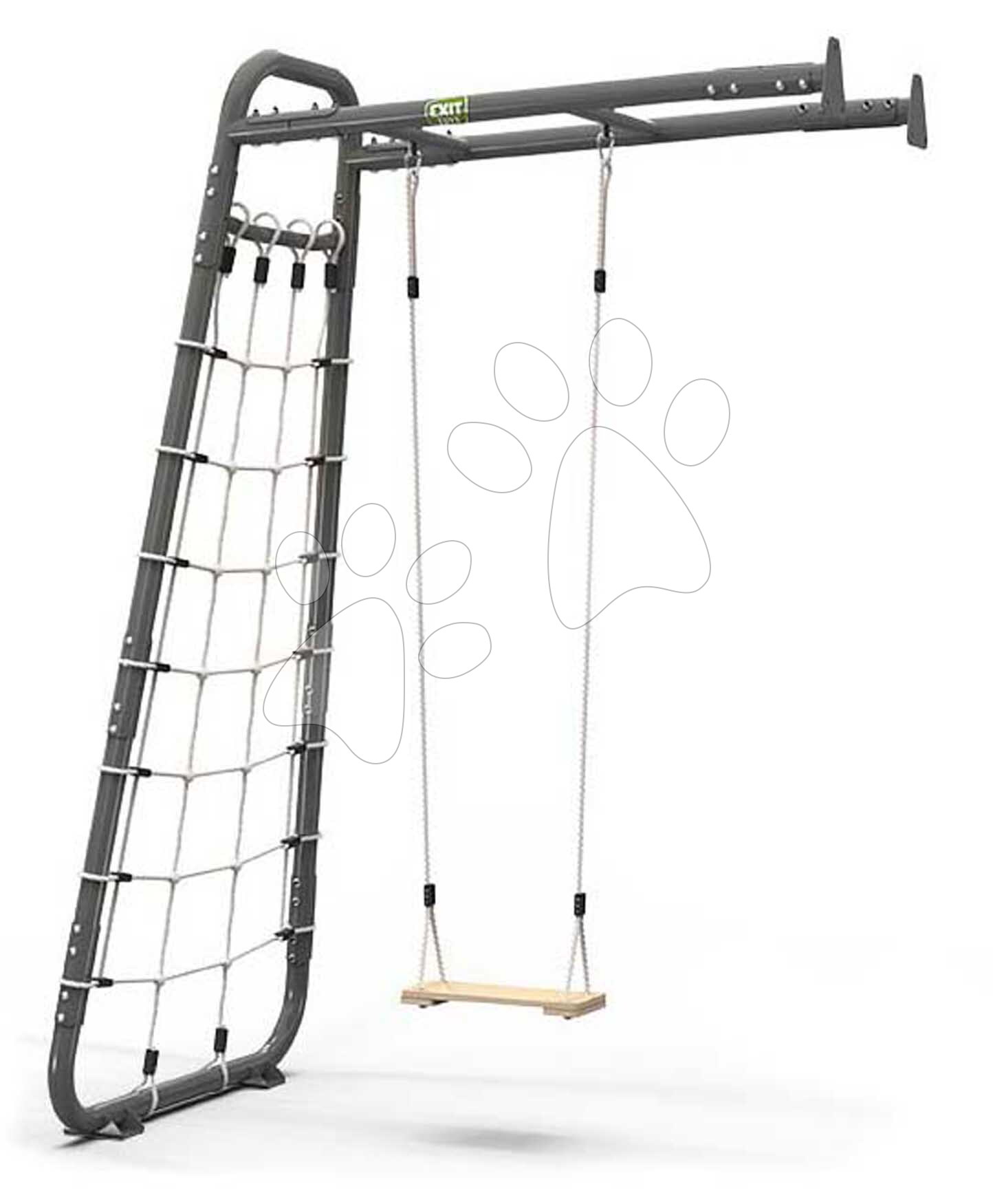 E-shop Multifunkčné fitness centrum GetSet Monkeybar MB110 Wall Mount Grey Exit Toys oceľová konštrukcia s hojdačkou a sieťou na šplhanie s upevnením na stenu ET54101000