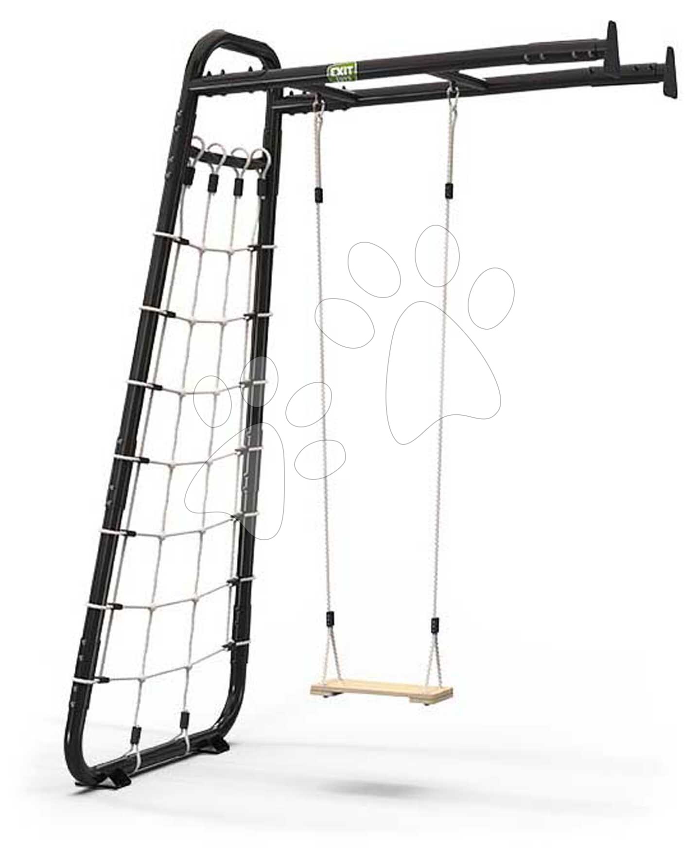 E-shop Multifunkčné fitness centrum GetSet Monkeybar MB110 Wall Mount Black Exit Toys oceľová konštrukcia s hojdačkou a sieťou na šplhanie s upevnením na stenu ET54101050