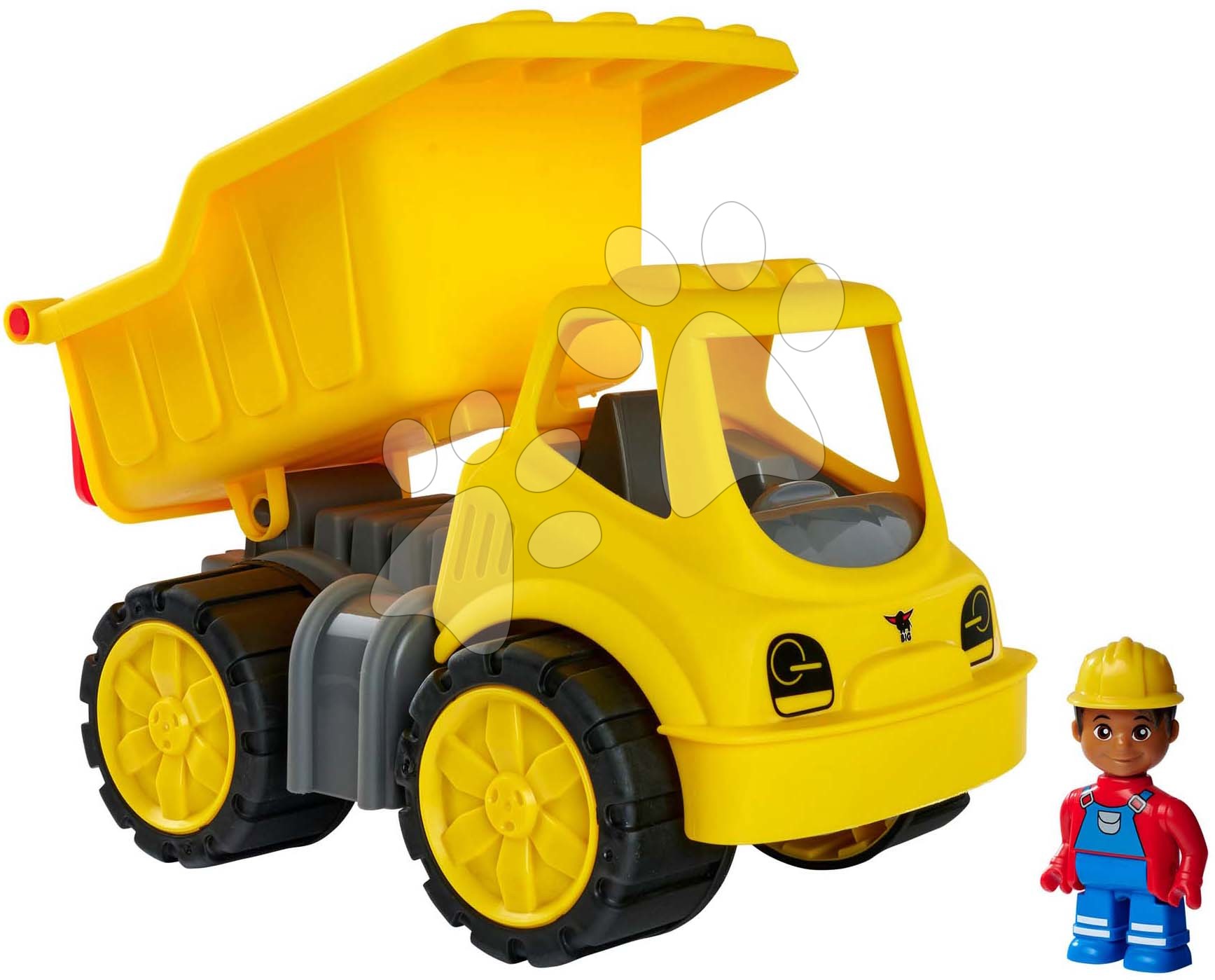 Nákladné autá - Nákladné auto Power Worker Dumper + Figurine BIG pracovný stroj 33 cm s gumenými kolesami od 2 rokov