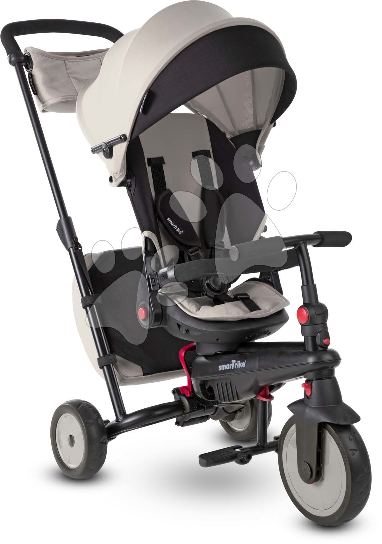Tricikli za djecu od 10 mjeseci - Tricikl i kolica sklopivi STR7J Warm Grey 7u1 smarTrike sivi s preklopnom sjedalicom Touch Steering s EVA kotačima od 6 mjes
