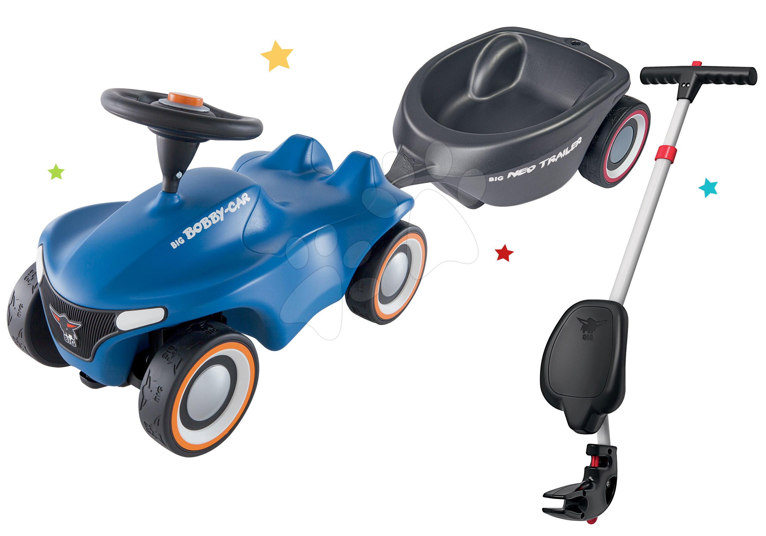 Bobby Car Neo blue BIG Rutscher-Set mit Anhänger und Führung