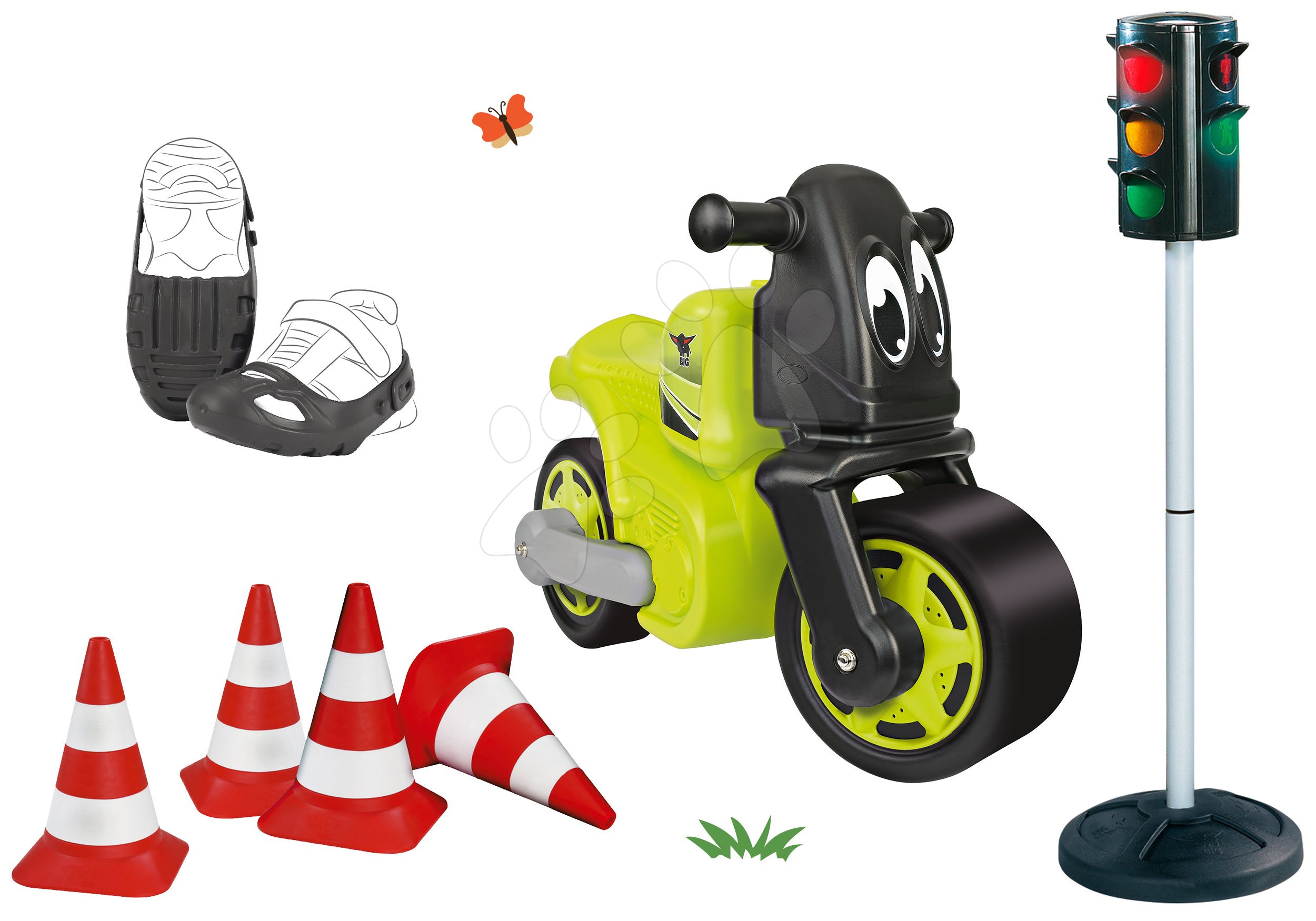 BIG set odrážadlo Racing Bike, návleky, značky, semafor a kužele 56328-2