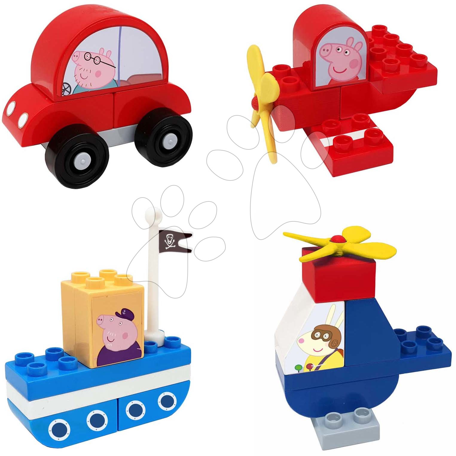 Építőjáték Peppa Pig Vehicles Set PlayBig Bloxx BIG szett 4 közlekedési eszköz 24 részes 1,5-5 évesnek