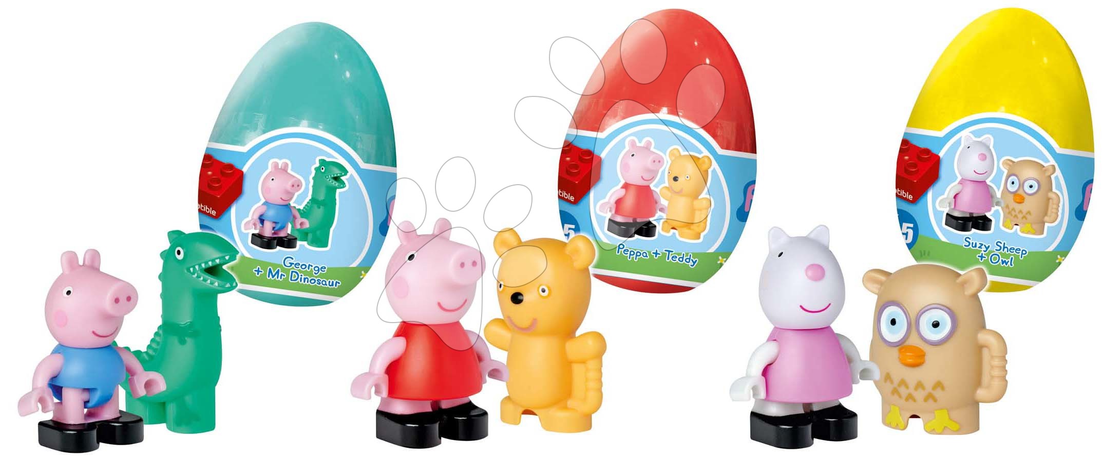 E-shop Stavebnica Peppa Pig Funny Eggs XL PlayBig Bloxx BIG vo vajíčku s figúrkami - sada 3 druhov od 1,5-5 rokov