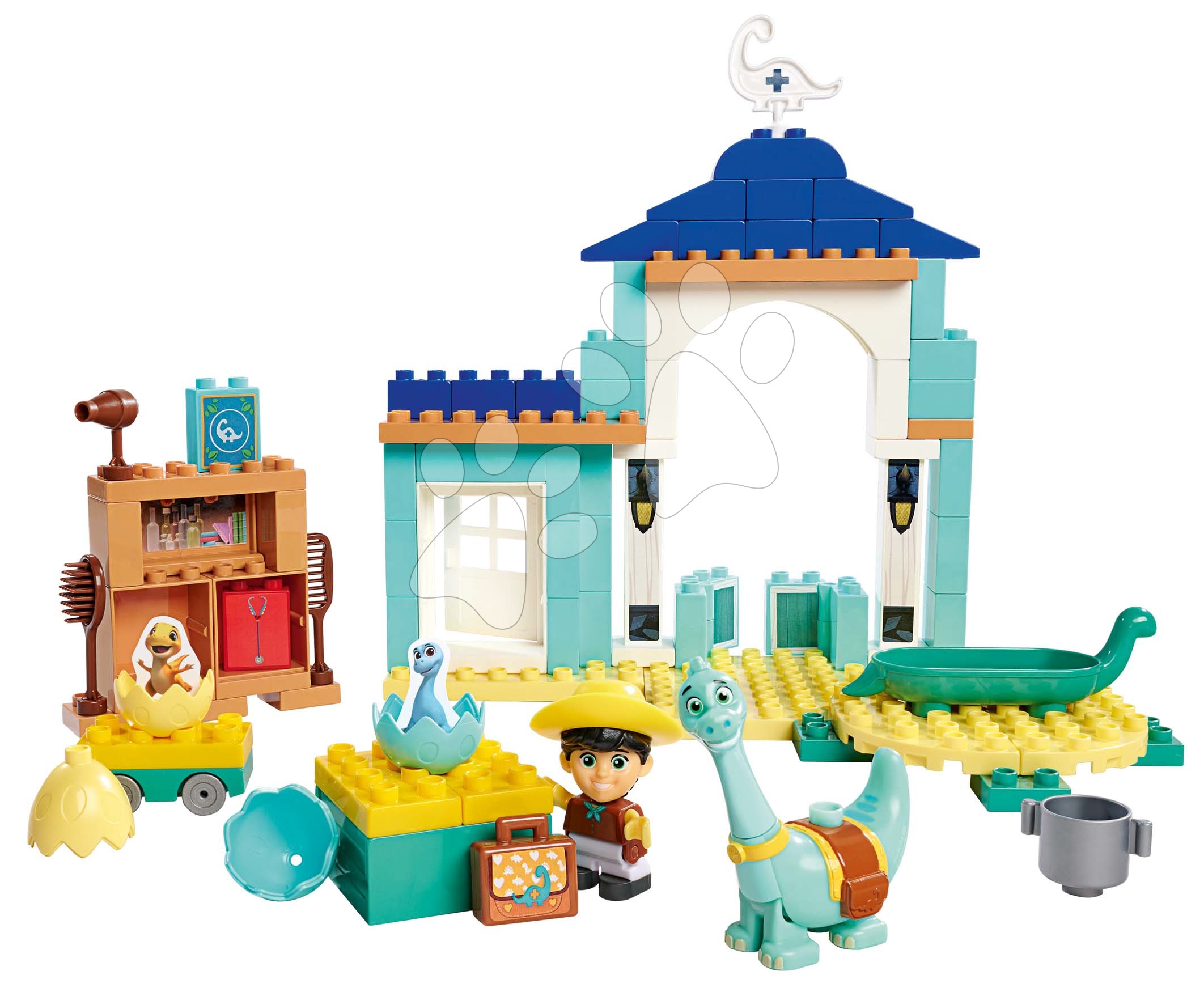 Kocke BIG-Bloxx kot lego - Kocke Dino Ranch Hatchery PlayBig Bloxx BIG valilnica s kopalnico in 2 figuricama 86 delov od 1,5-5 leta