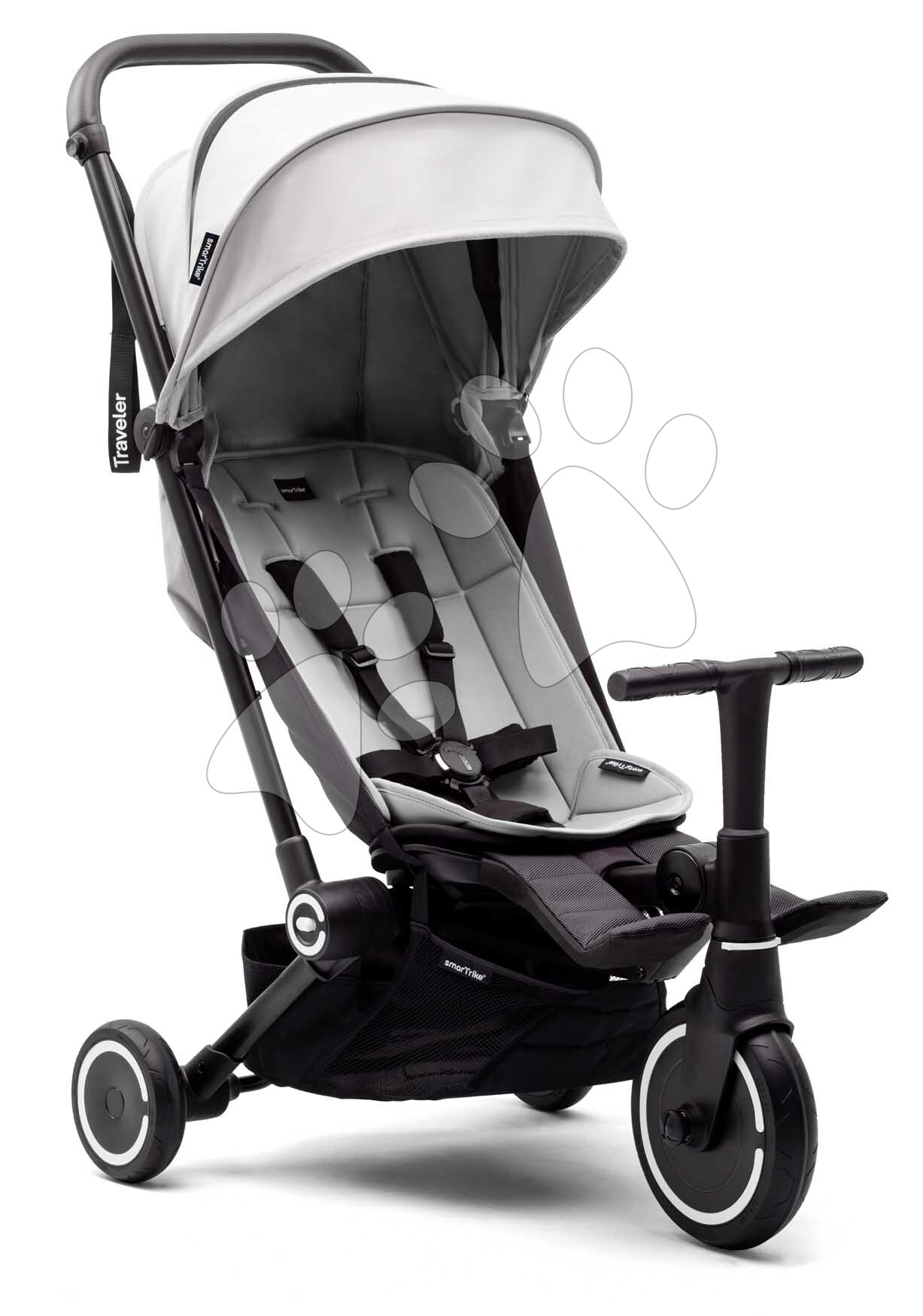 Utazótricikli és babakocsi Traveler Off White 4in1 smarTrike 160° dönthető ülés és napellenző tovább bővíthető 6 hó-tól