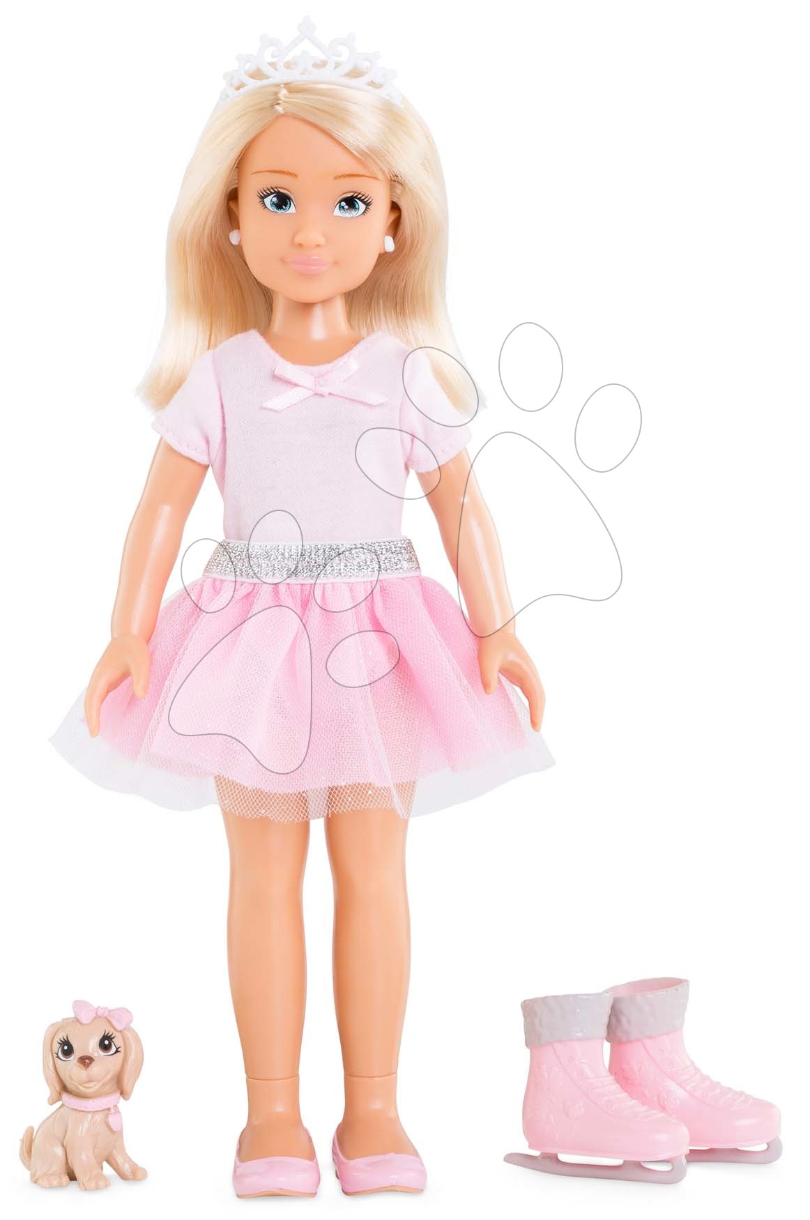 Játékbaba Valentine Ballerina Set Corolle Girls hosszú szőke haj és kutyus 28 cm 7 kiegészítő 4 évtől