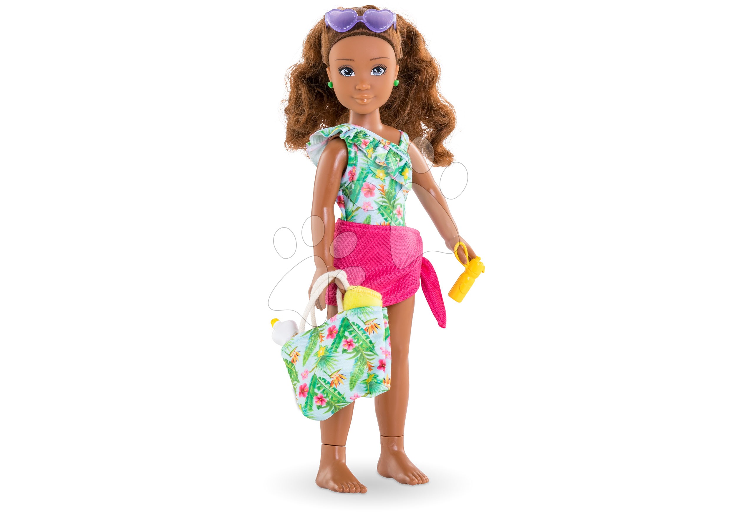 E-shop Bábika Mélody Beach Set Corolle Girls s dlhými hnedými vlasmi 28 cm 5 doplnkov od 4 rokov