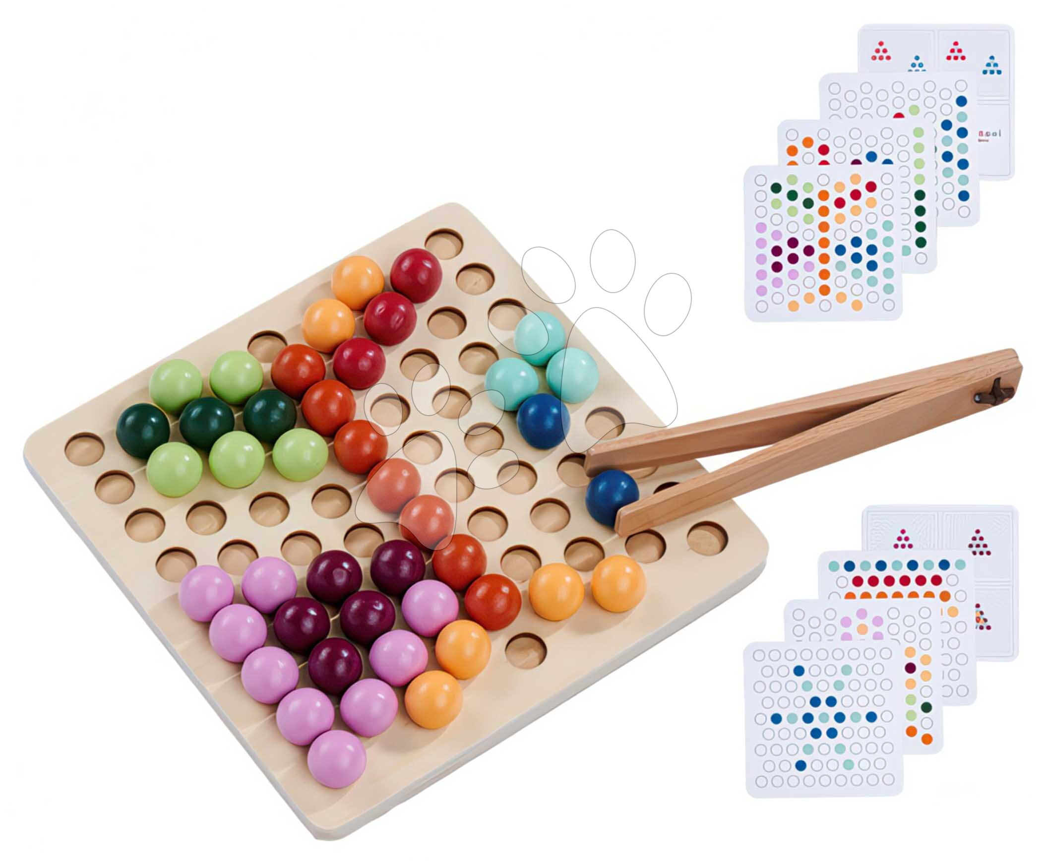 FA GYÖNGYVÁLOGATÓ MONTESSORI SORTING BEADS EICHHORN 90 GYÖNGY 8 MINTAKÁRTYÁVAL 24 HÓ-TÓL
