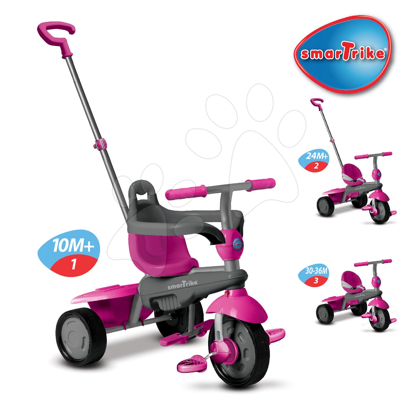 smarTrike tricikli Breeze Touch Steering 6090200 rózsaszín-szürke