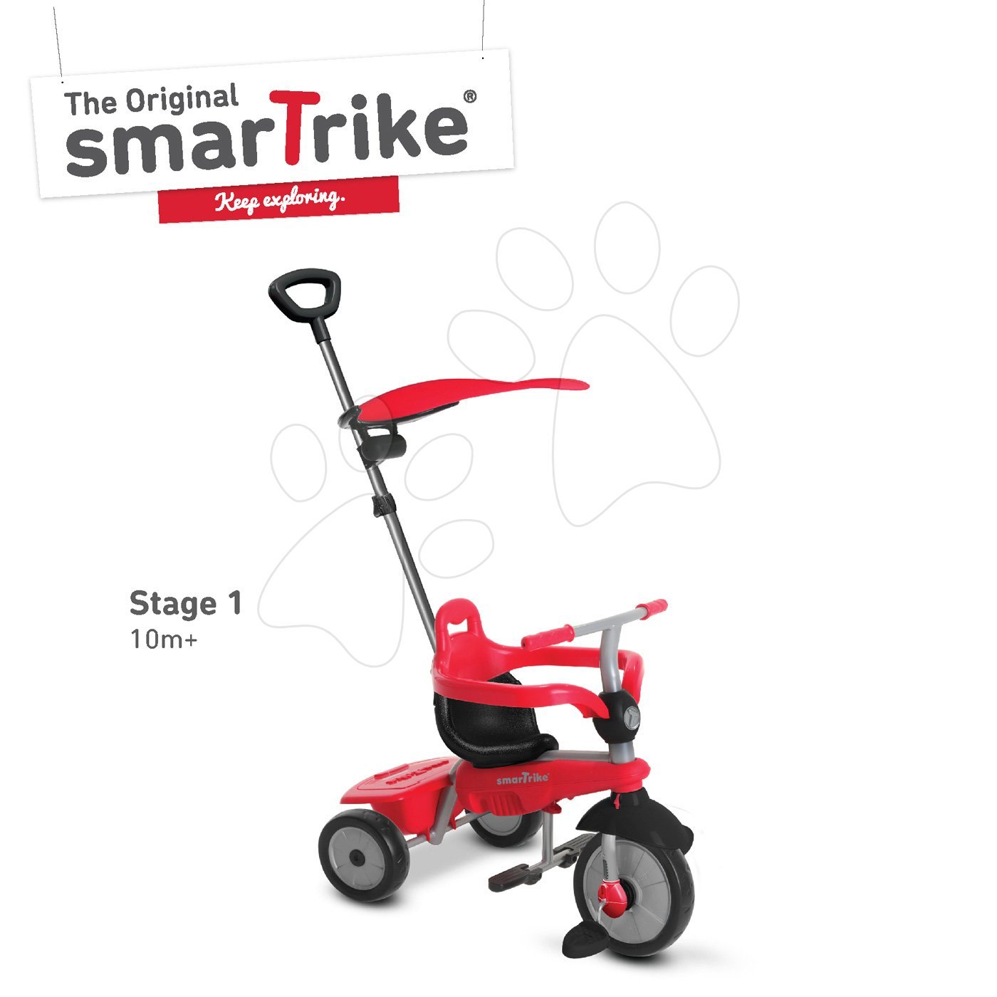 E-shop SmarTrike trojkolka Breeze Plus Touch Steering s tlmičom a voľnobehom 6151500 červeno-čierna