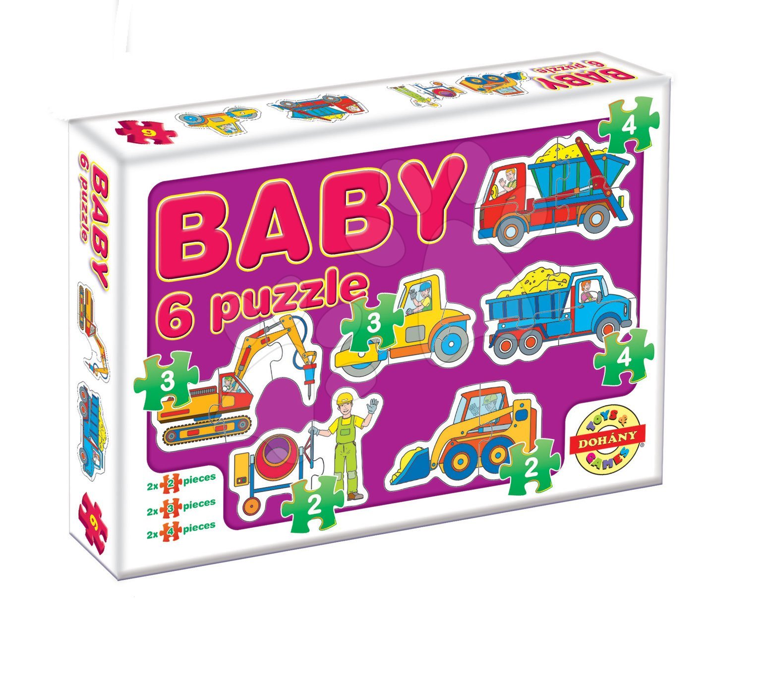 Puzzle pre najmenších - Baby puzzle stavebné stroje Dohány 6-obrázkové od 24 mes