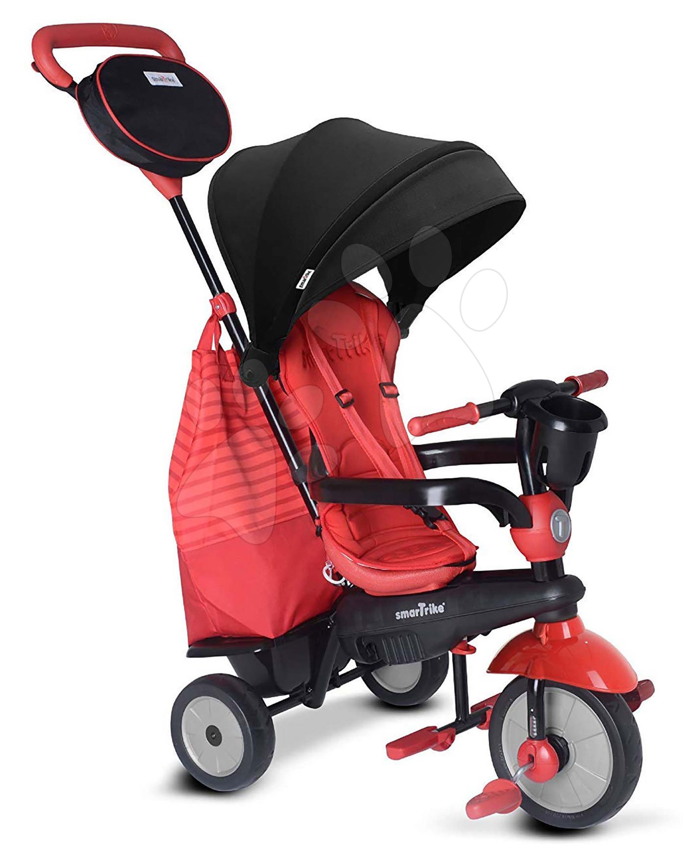 Trojkolka SWING DLX 4v1 Red TouchSteering smarTrike s tlmičom a voľnobehom + UV filter červeno-čierna od 10 mes