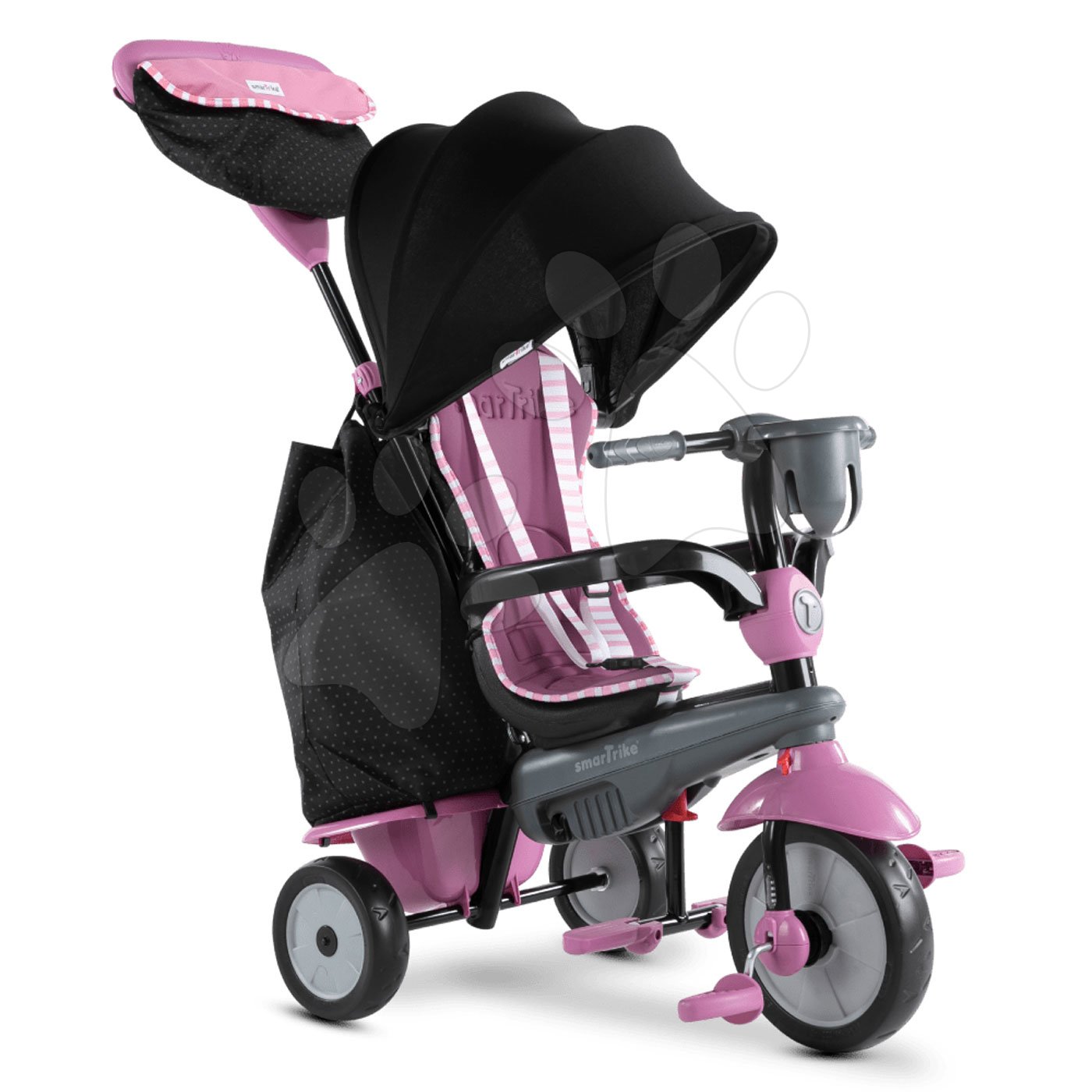 Tricikli Swirl DLX 4in1 Grey&Pink TouchSteering smarTrike lengéscsillapítóval szabadonfutó + UV védelem rózsaszín-szürke 10 hó-tól