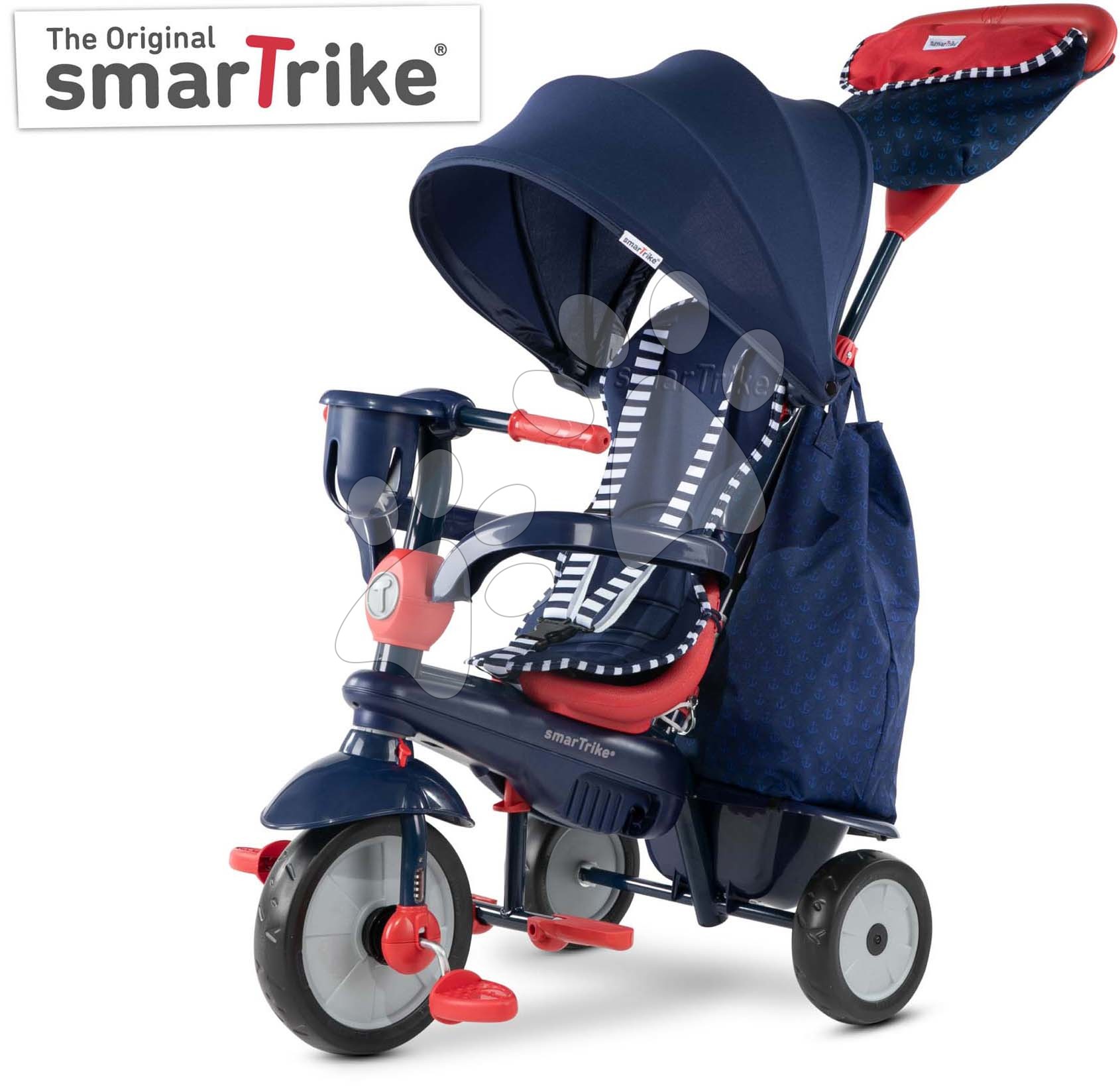 Tricikli Swirl DLX 4in1 Blue&Red SmarTrike TouchSteering lengéscsillapítóval és szabadonfutó + Uv védelem kék-piros 10 hó-tól