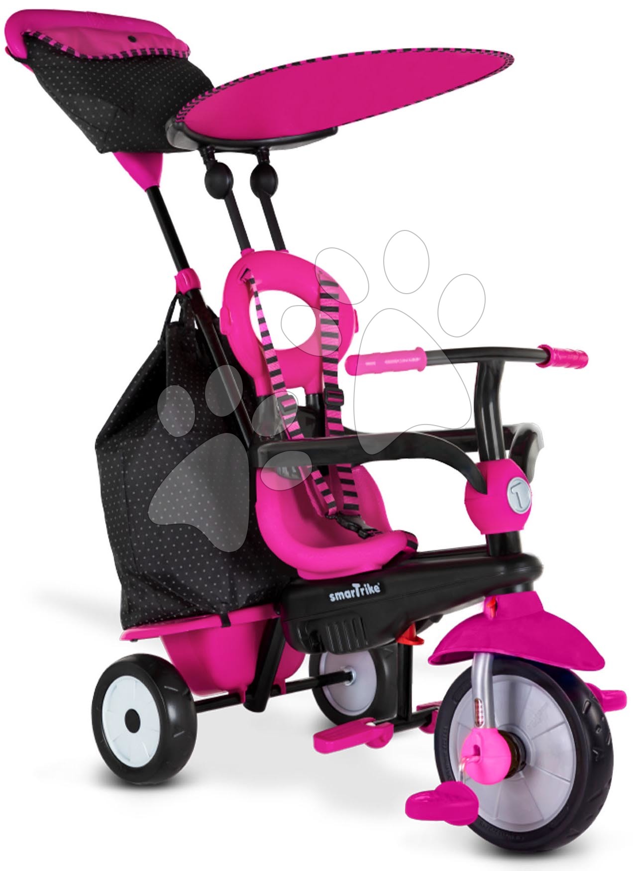 Tricikli Vanilla Plus Pink Classic smarTrike TouchSteering vezérlés gumikerekek lengéscsillapító 2 táska 10 hó-tól