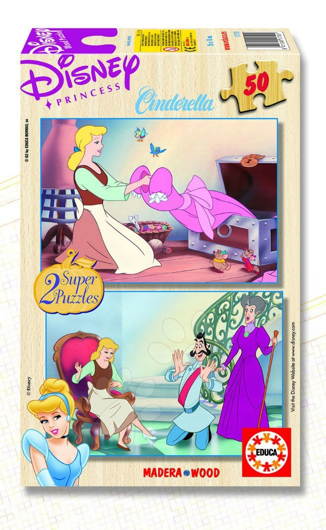Drevené Disney puzzle - Drevené puzzle Popoluška Educa 2x 50 dielov od 5 rokov