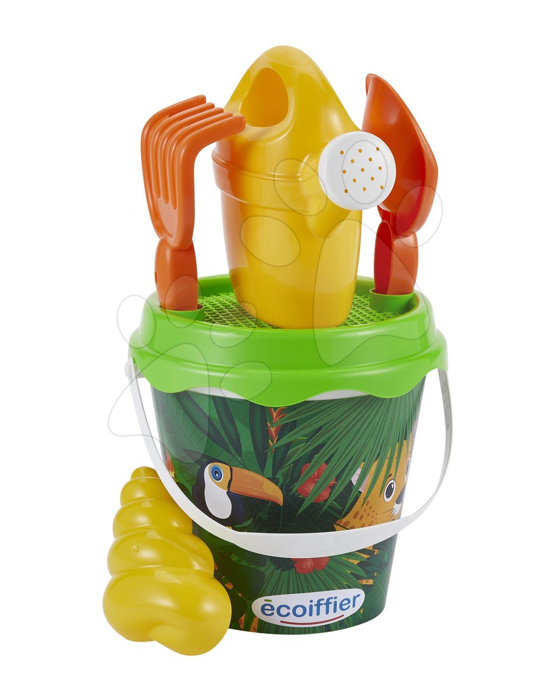 E-shop Écoiffier vedro set do piesku 17 cm Jungle s krhličkou 6-dielne 685