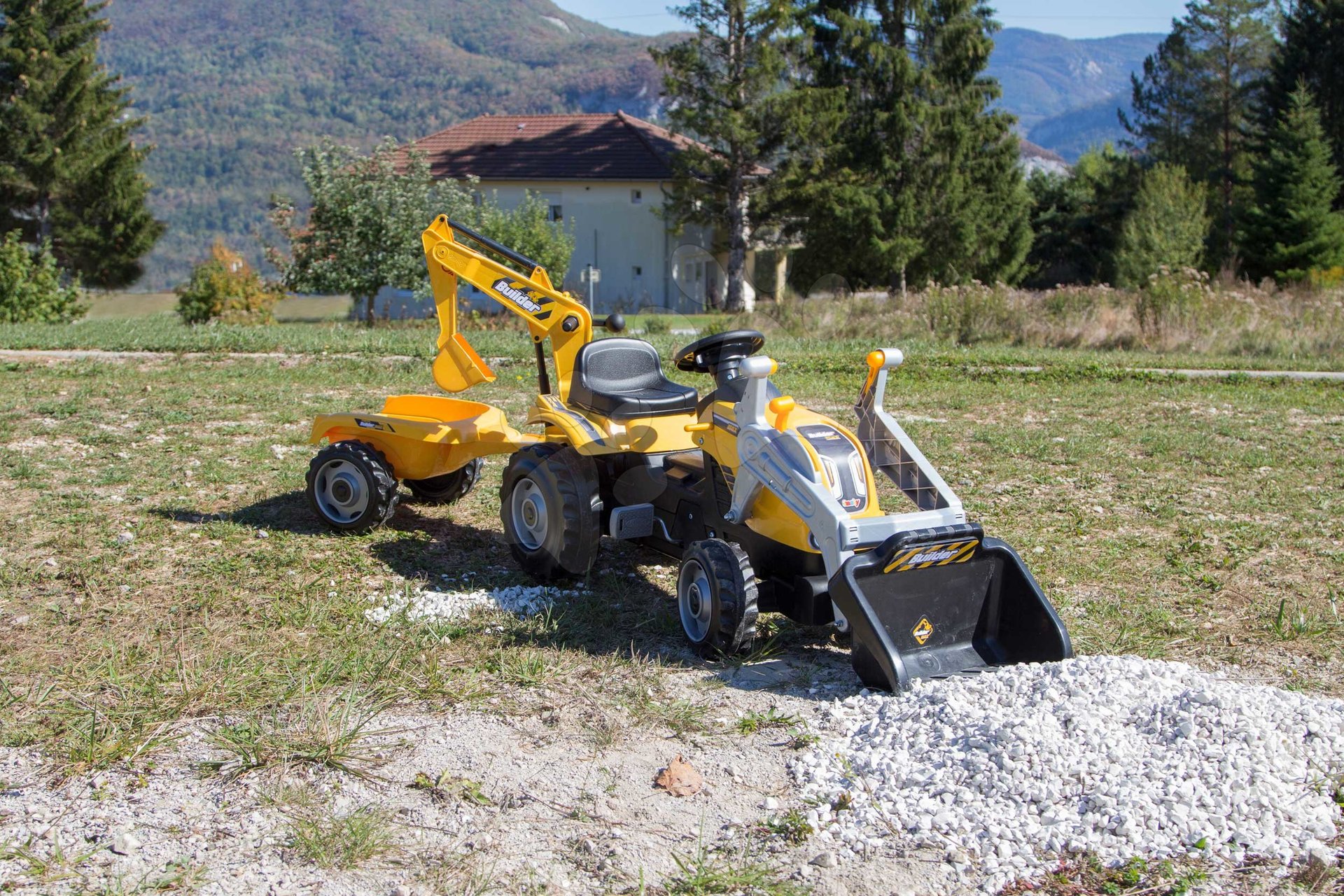 Traktor s bagerom i utovarivačem Builder Max Smoby