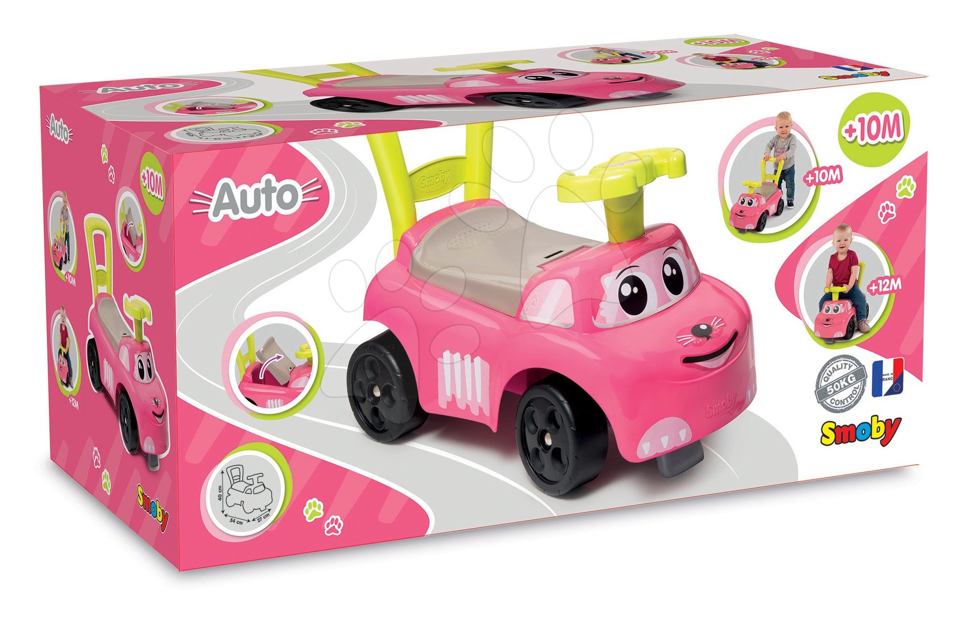 Rutschauto und Lauflenrhilfe Autos Ride-on Smoby lila