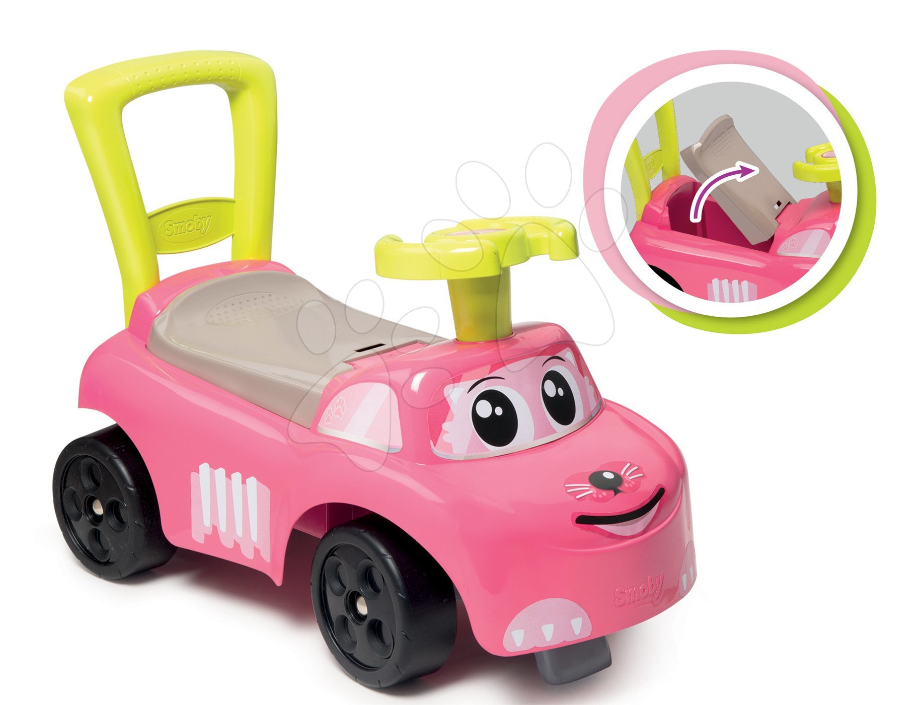 E-shop Smoby odrážadlo a chodítko Auto Pink Ride on s opierkou a úložným priestorom ružové 720524