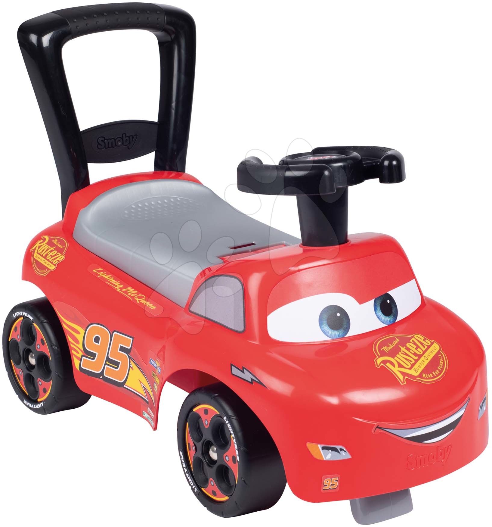 Bébitaxi és járássegítő Cars Auto Ride-On Disney Smoby háttámlával és tárolóhellyel 10 hó