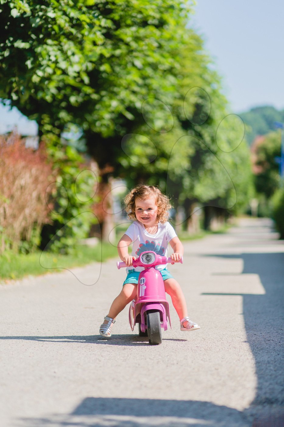 Babytaxiu motocicletă cu reflector Scooter Blue Smoby roz