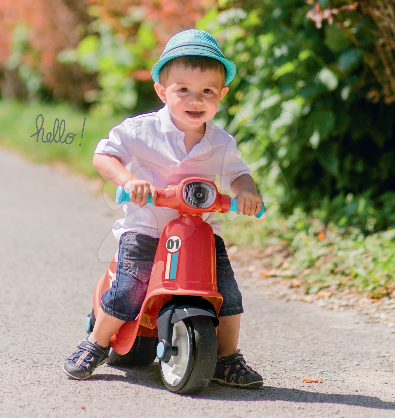 Babytaxiu motocicletă cu reflector Scooter Red Smoby roșu