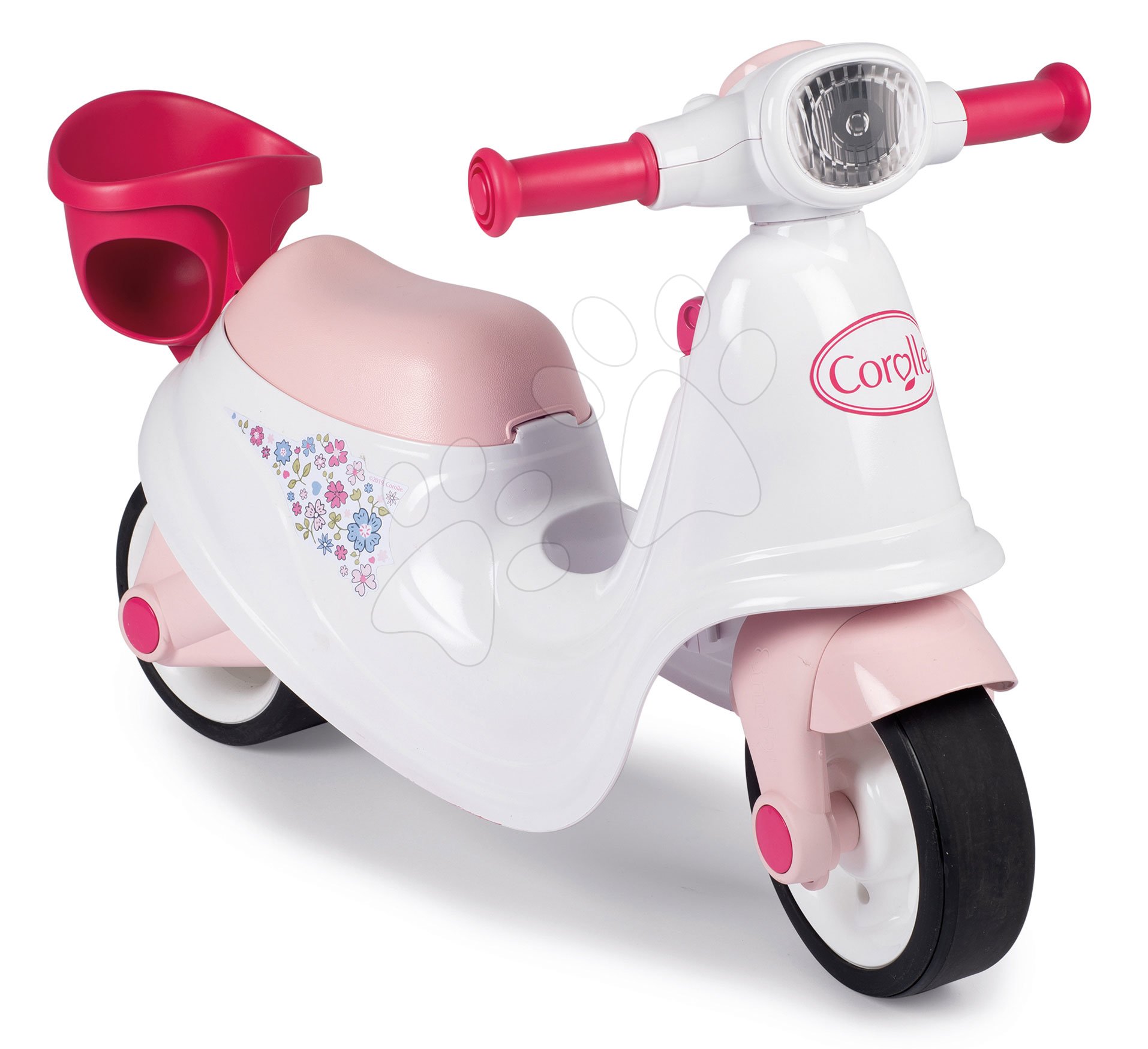 Bébitaxi kismotor kosárral Corolle Scooter Smoby gumikerekekkel 18 hó-tól