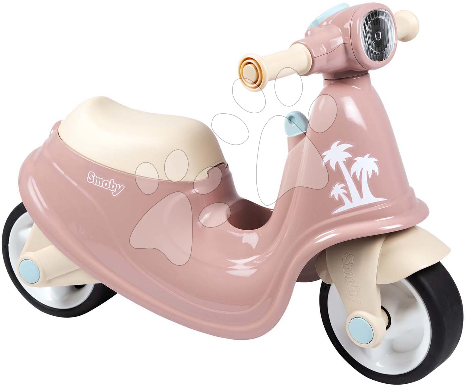 E-shop Odrážadlo motorka s reflektorom Scooter Pink Smoby s gumenými kolesami ružové od 18 mes