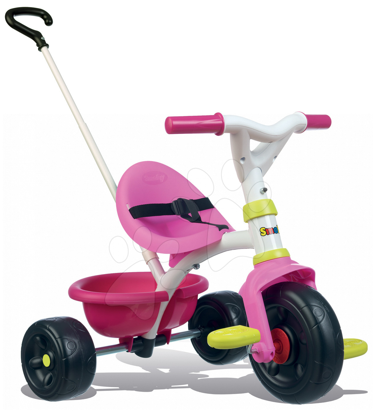 Tricikli Be Fun Pink Smoby tolókarral rózsaszín-zöld 15 hó-tól