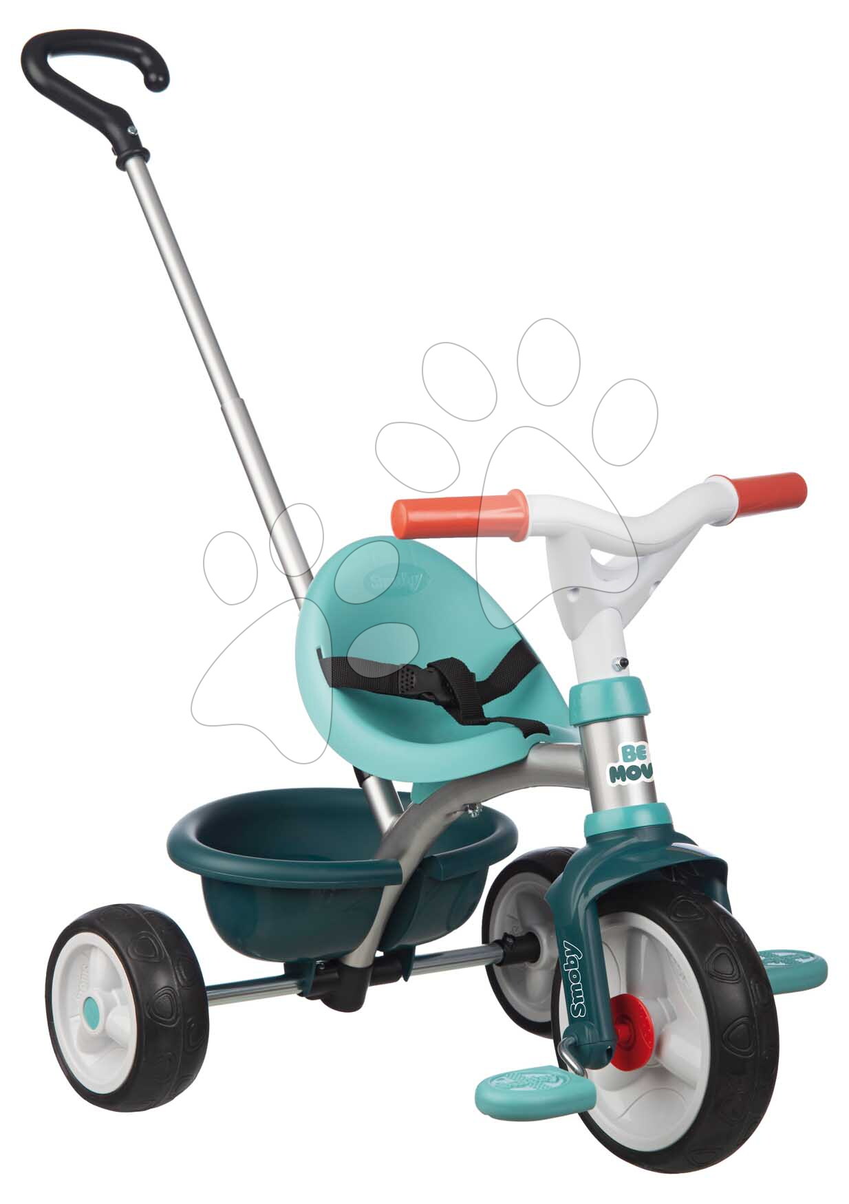 Tricikli szabadonfutó első kerékkel Be Move Blue Tricycle Smoby állítható 95 cm tolókarral és halk EVA kerekekkel kék 15 hó-tól