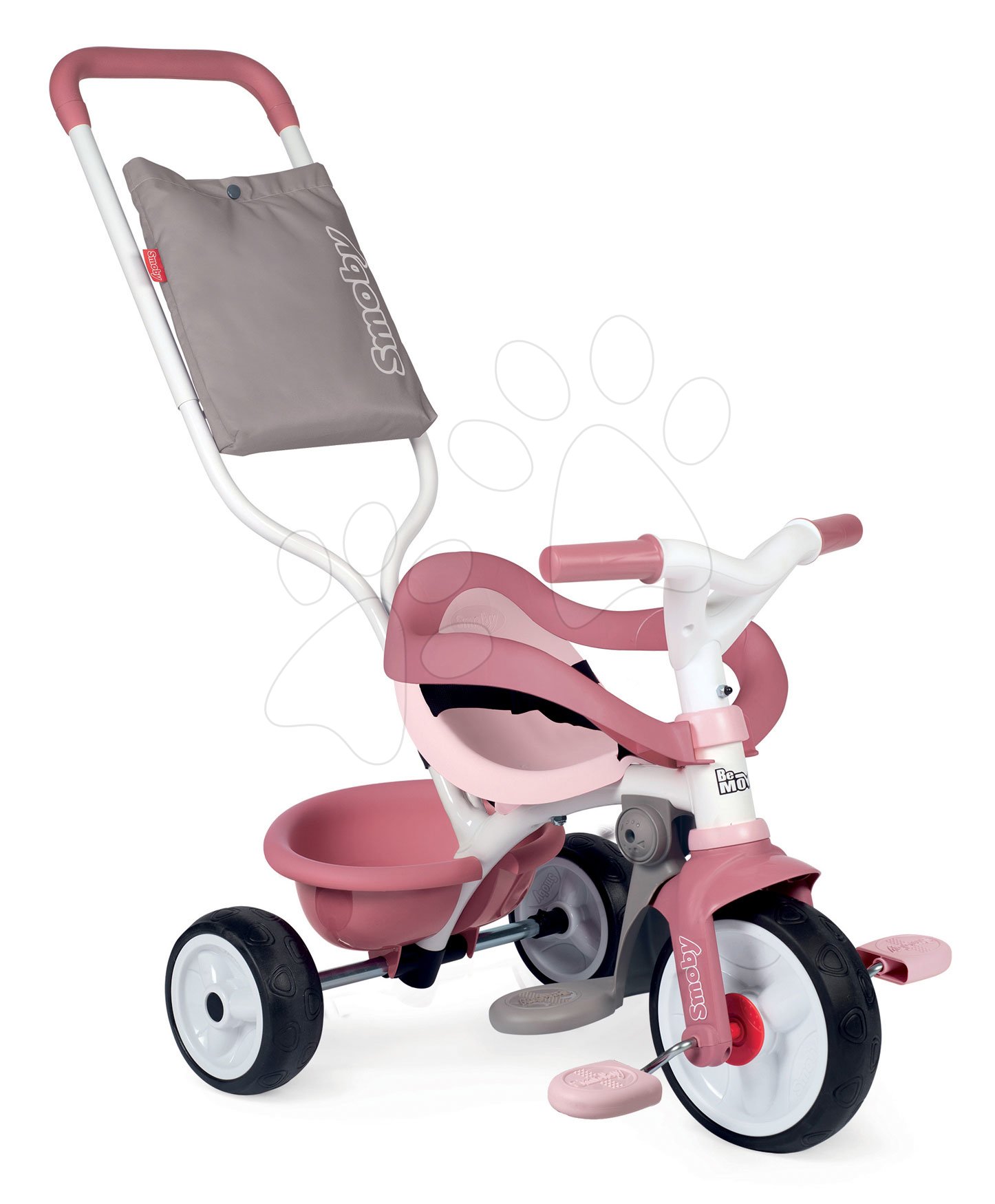 E-shop Trojkolka s opierkou Be Move Comfort Tricycle Pink Smoby s EVA kolesami a vodiaca tyč s taškou ružová od 10 mes