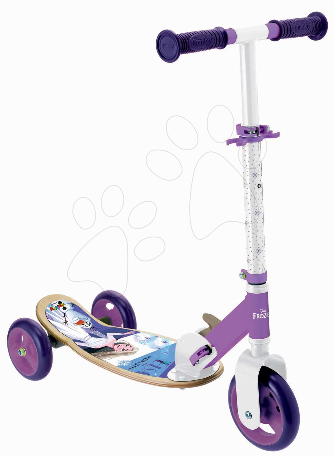 Drevená kolobežka trojkolesová Frozen Wheels Foldable Scooter Smoby skladacia výškovo nastaviteľná a protišmyková tichá