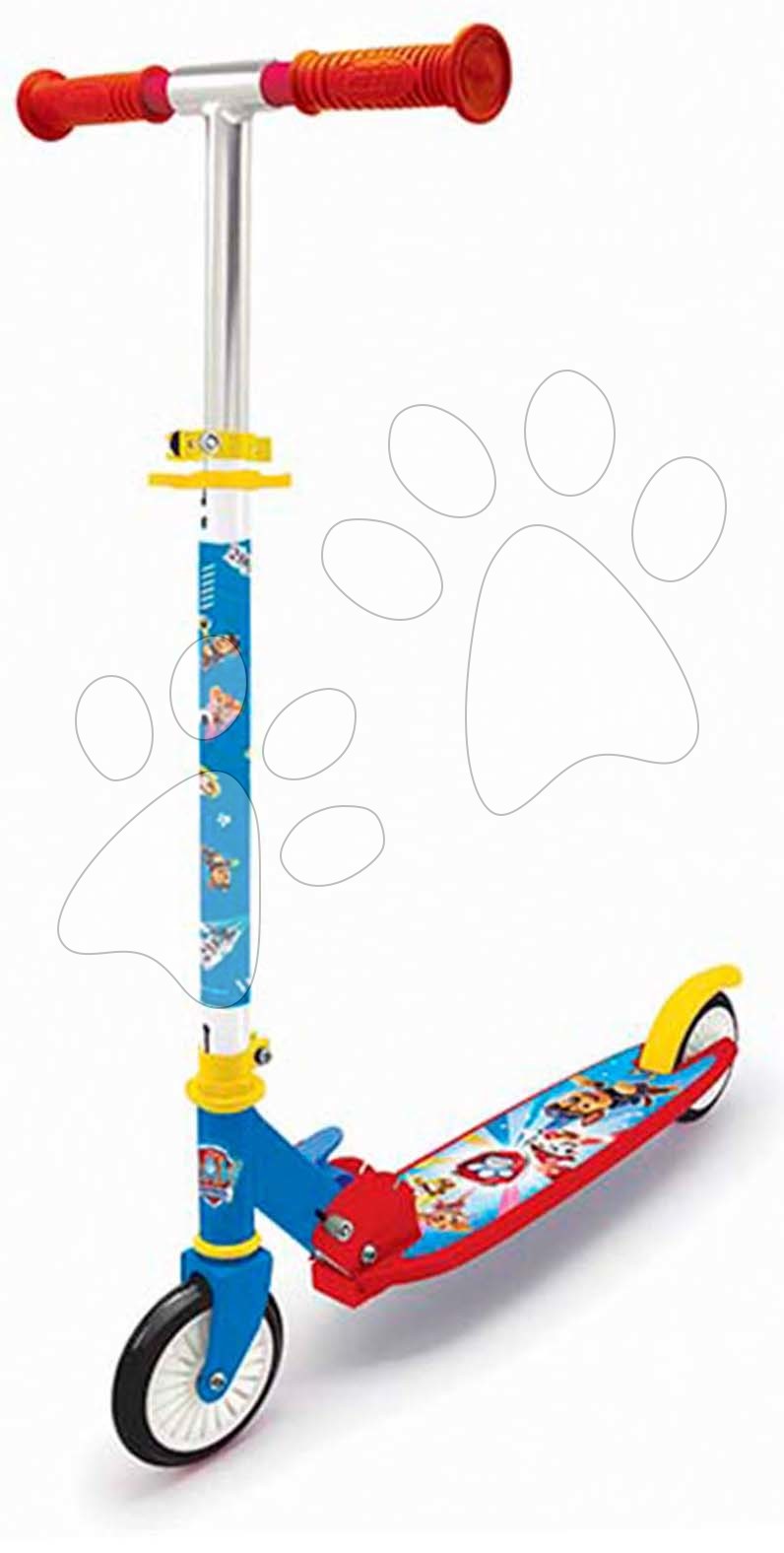 Koloběžka dvoukolová Paw Patrol 3 Wheels Foldable Scooter Smoby skládací s brzdou výškově nastavitelná max. 83 cm od 5 let