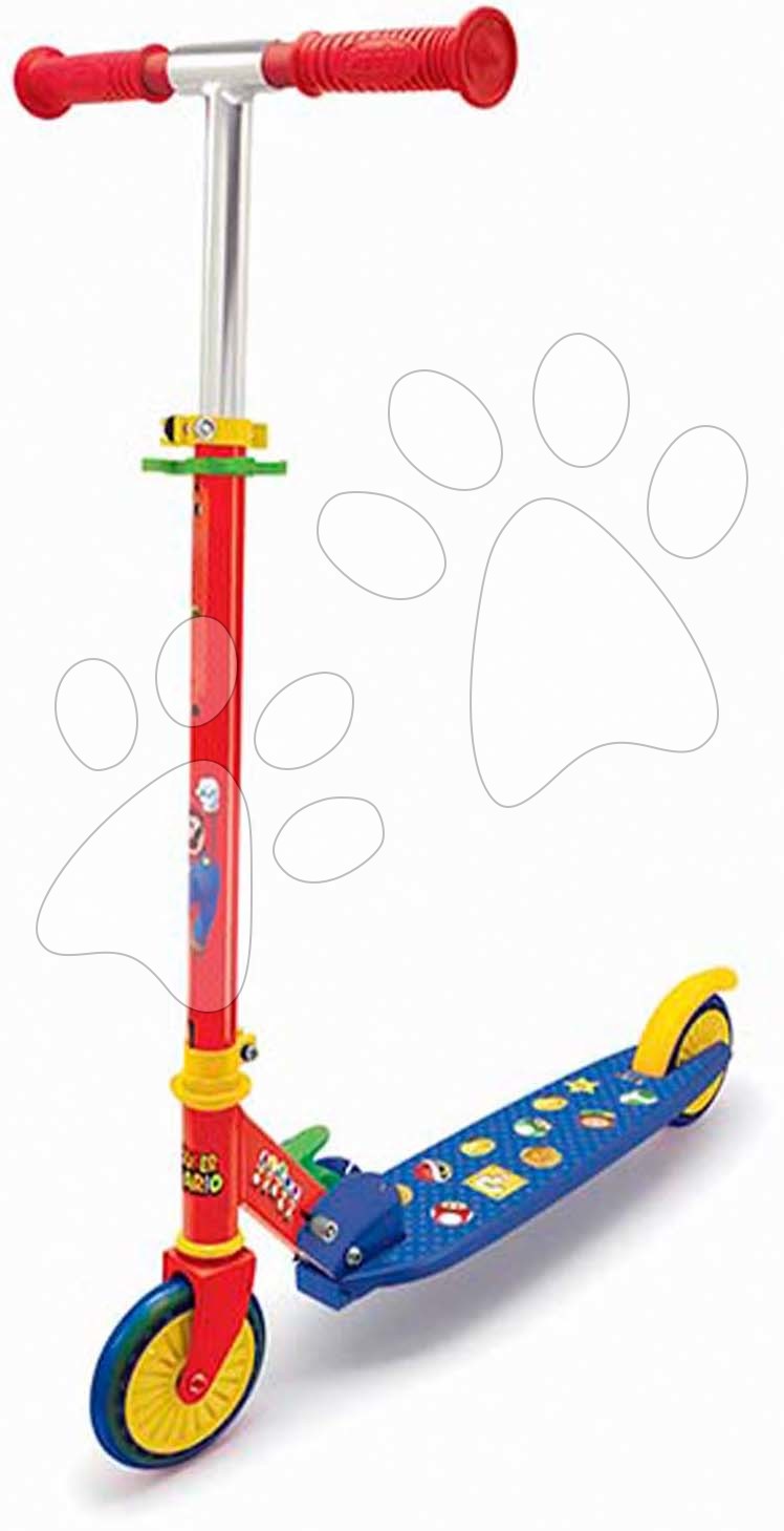 E-shop Kolobežka dvojkolesová Super Mario 2 Wheels Foldable Scooter Smoby skladacia s brzdou výškovo nastaviteľná max. 83 cm od 5 rokov