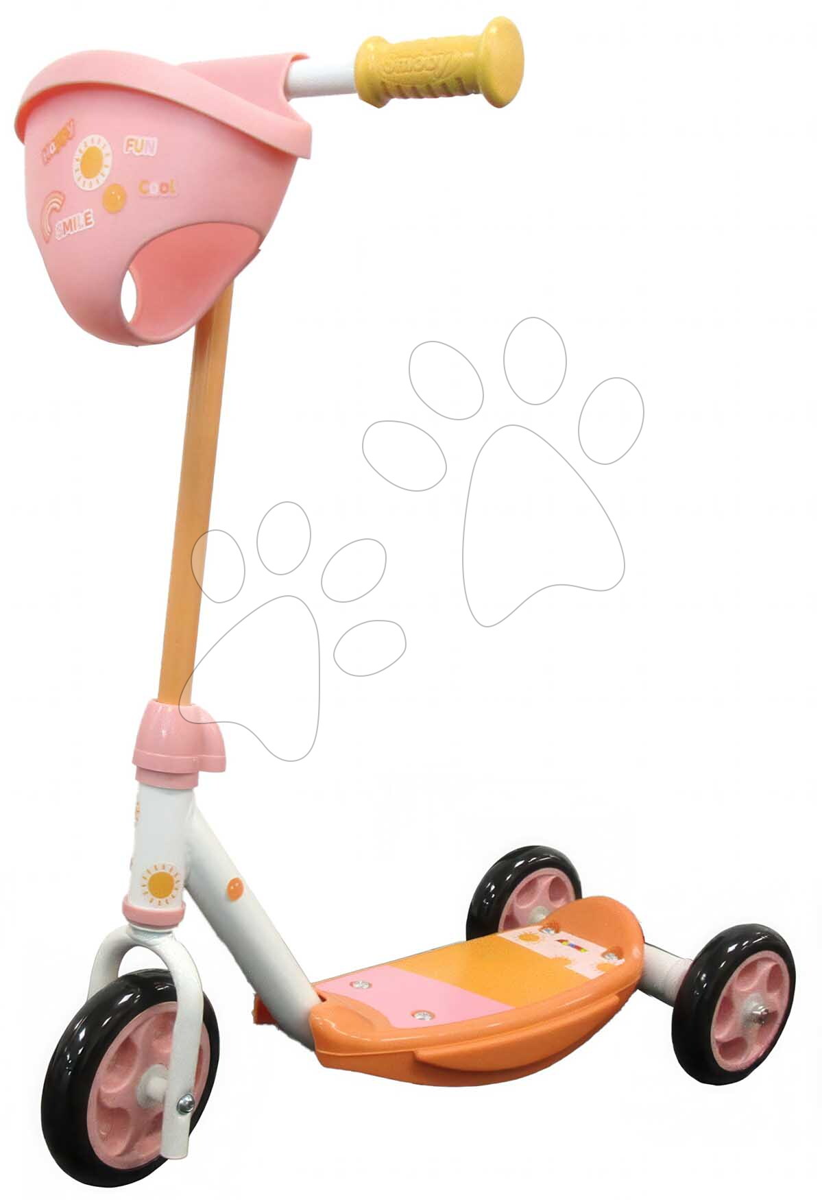 Háromkerekű roller babakosárral 3 Wheels Scooter Smoby fémvázzal csúszásmentes és állítható kormány