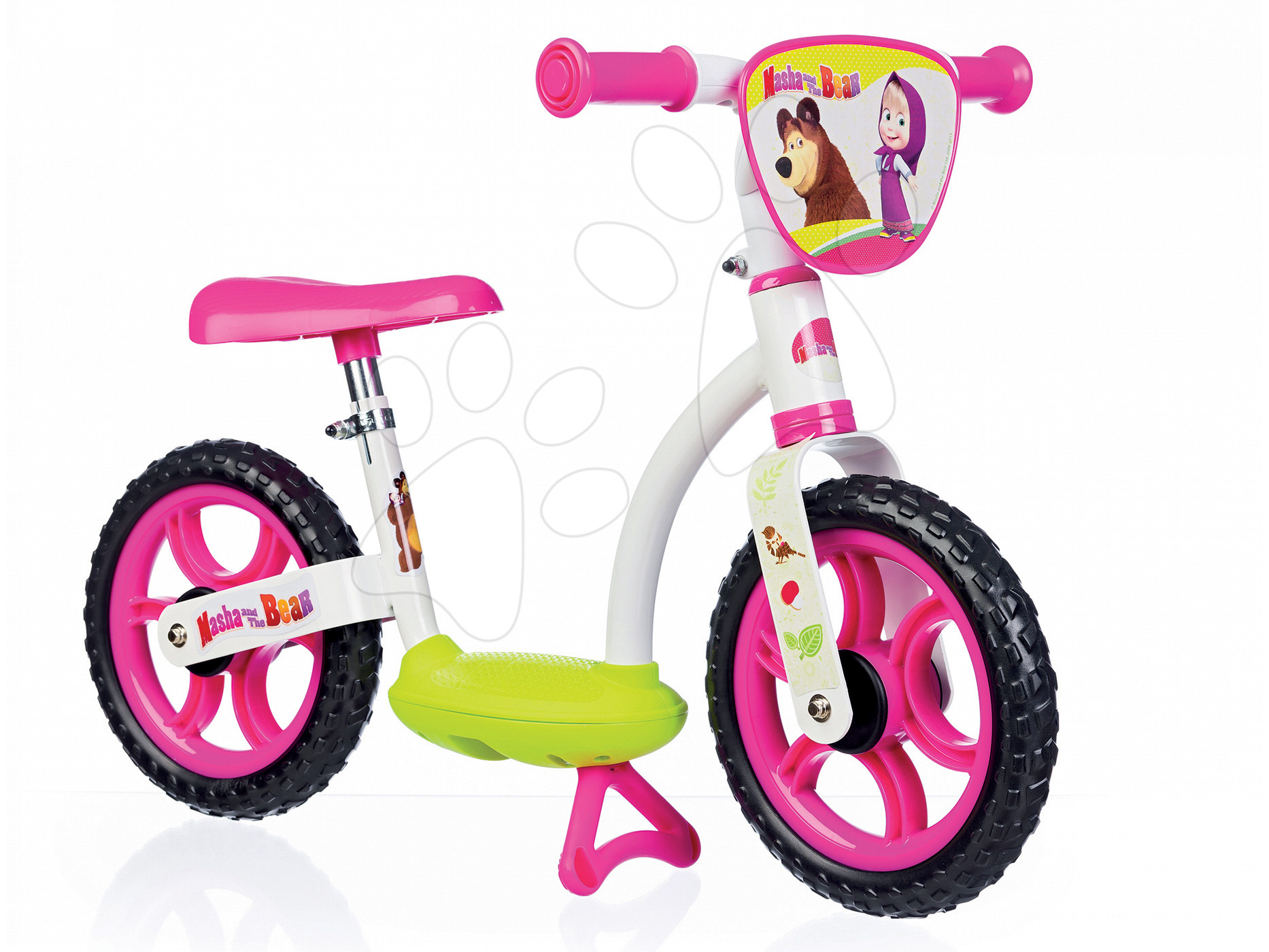 Smoby tanulóbicikli Mása és a medve Learning Bike 770109 fehér-rózsaszín