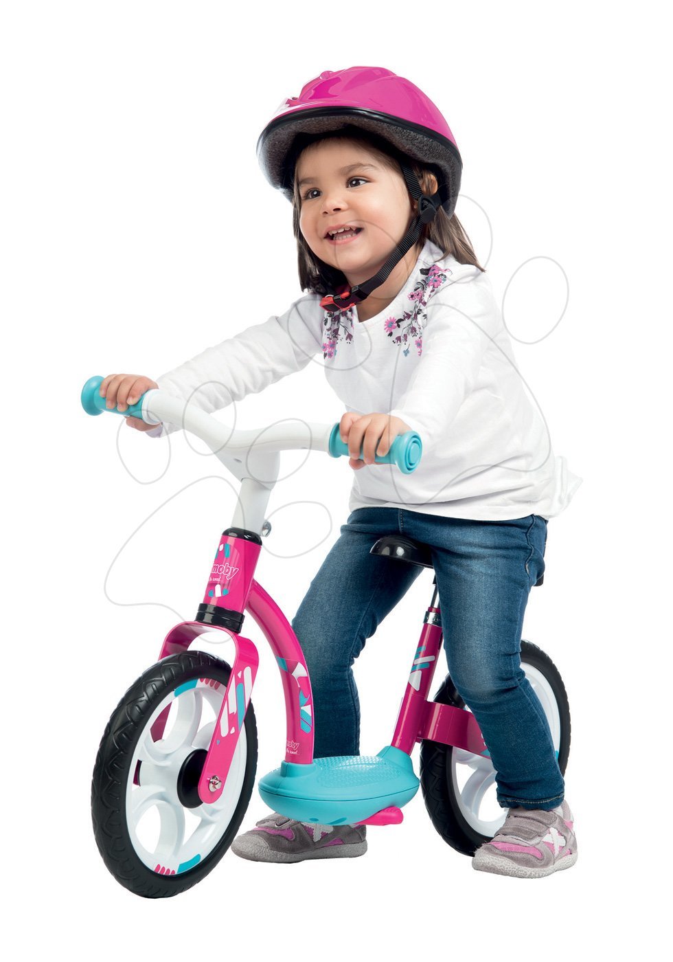 Smoby tanulóbicikli gyerekeknek Learning Bike 452052 fehér-rózsaszín