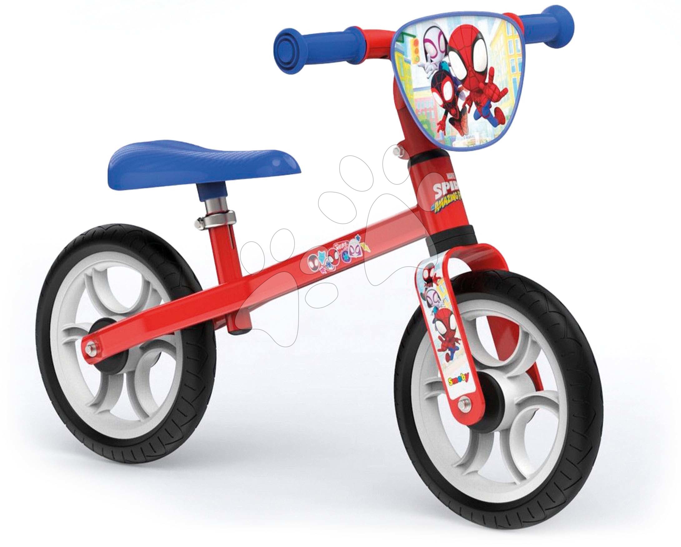 E-shop Balančné odrážadlo Spidey First Bike Smoby s kovovou konštrukciou a 33-38 cm nastaviteľným sedadlom od 24 mes