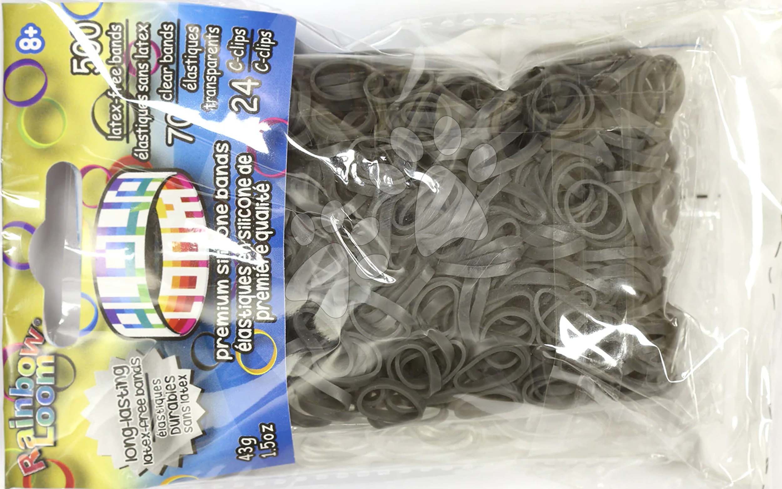 Rainbow Loom® Alpha Bands For ALPHA LOOM: Silver Rubber Bands with 24  C-Clips